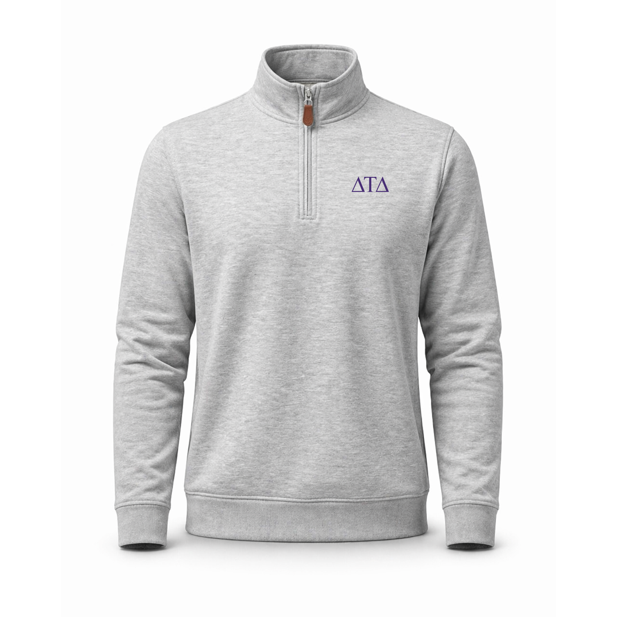 Collars & Co. Delta Tau Delta Heather Cloud Cotton Quarter Zip Pullover Light Grey