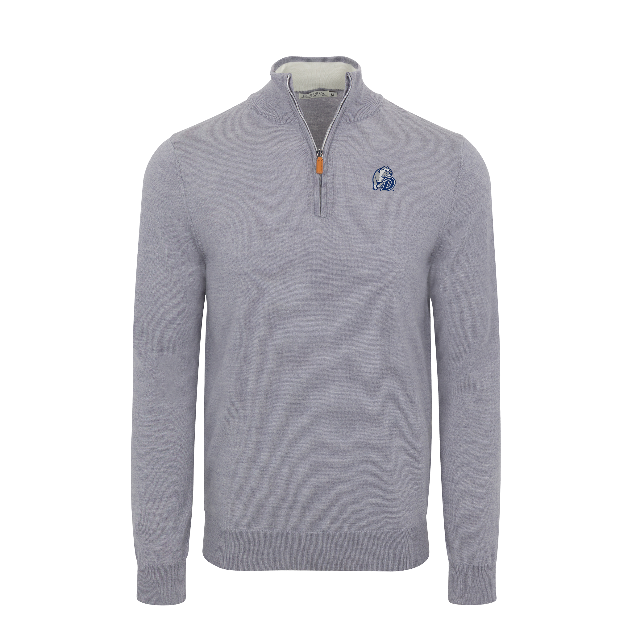 Drake Grey Melange Cashmere Touch Australian Merino Quarter Zip Sweater