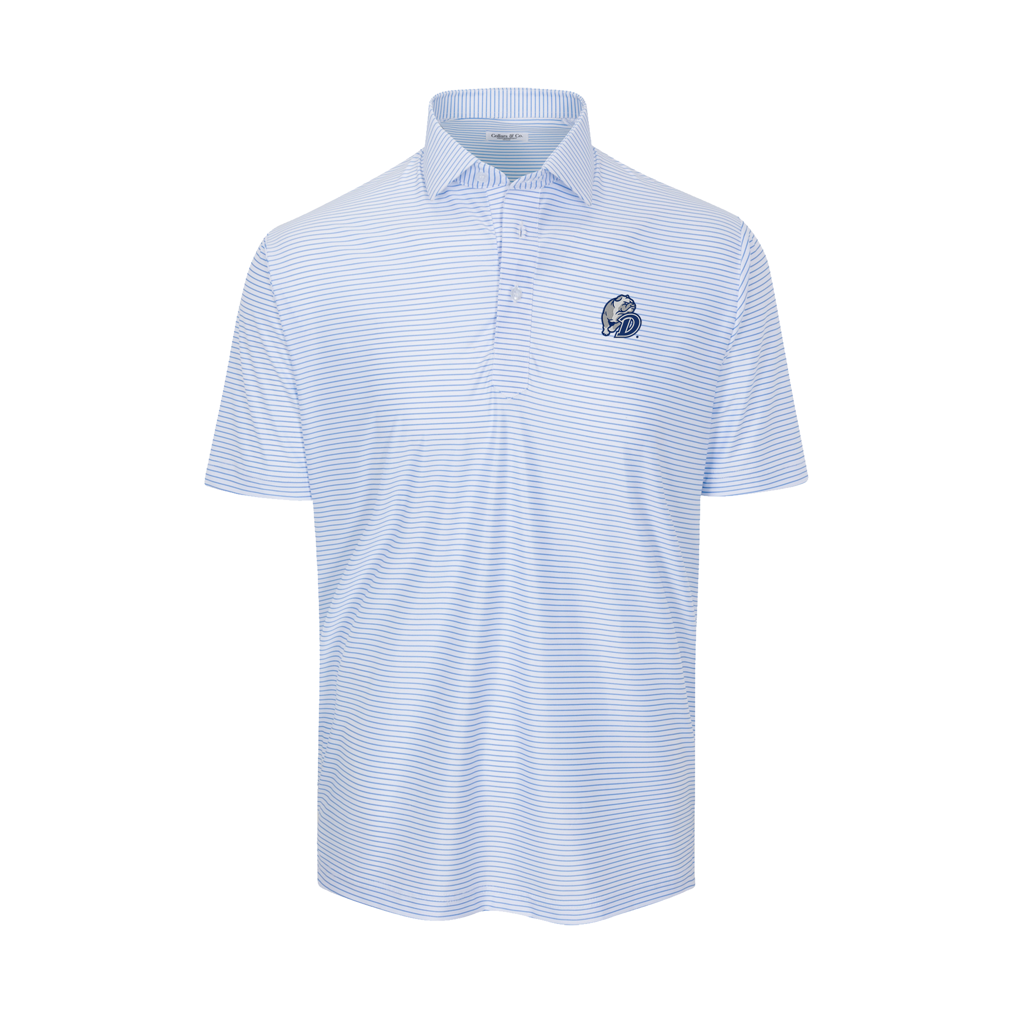 Drake Featherweight Flex Polo Camden White with Blue Stripe