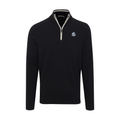 Drake Black with White Trim Luxury Touch Cotton and Cashmere Quarter Zip Sweater