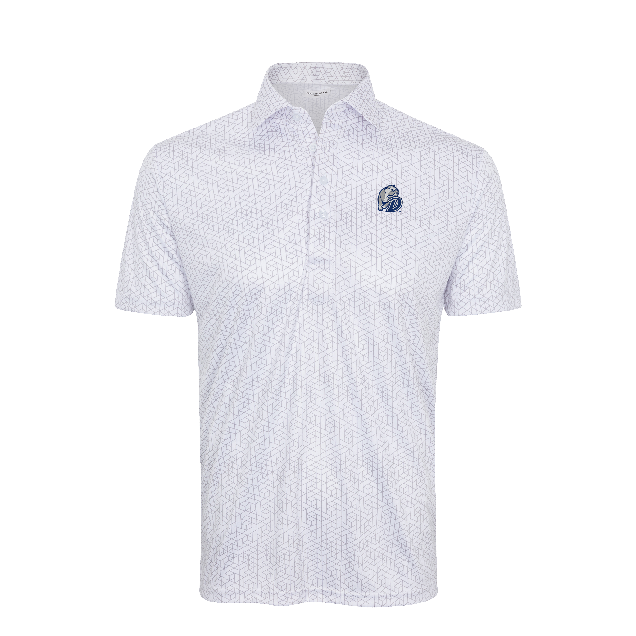 Drake Semi-Spread Collar Polo White Geo