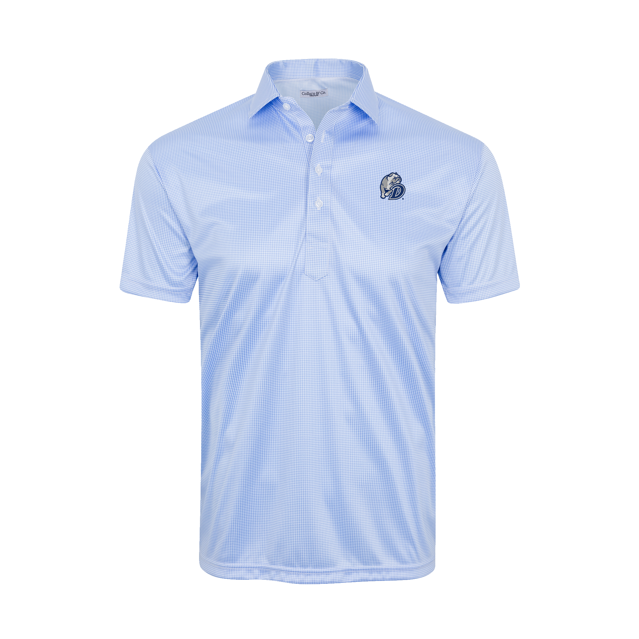 Drake Semi-Spread Collar Polo Blue Houndstooth