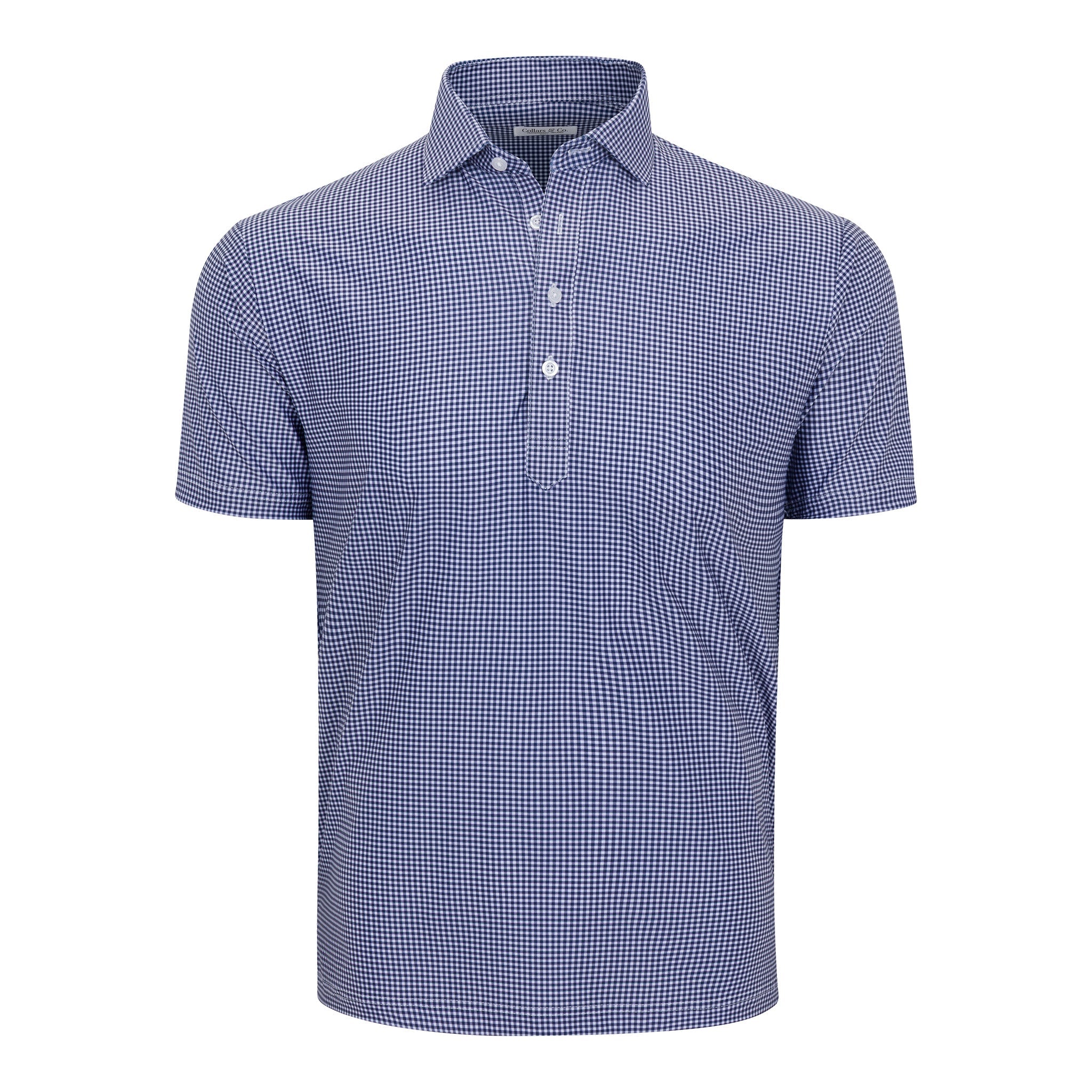 Featherweight Flex Polo Navy Micro Gingham