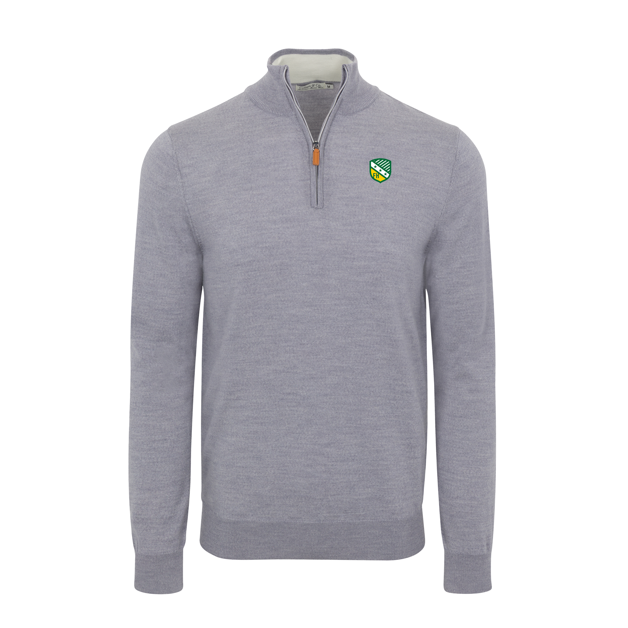 Collars & Co. FarmHouse Grey Melange Cashmere Touch Australian Merino Quarter Zip Sweater
