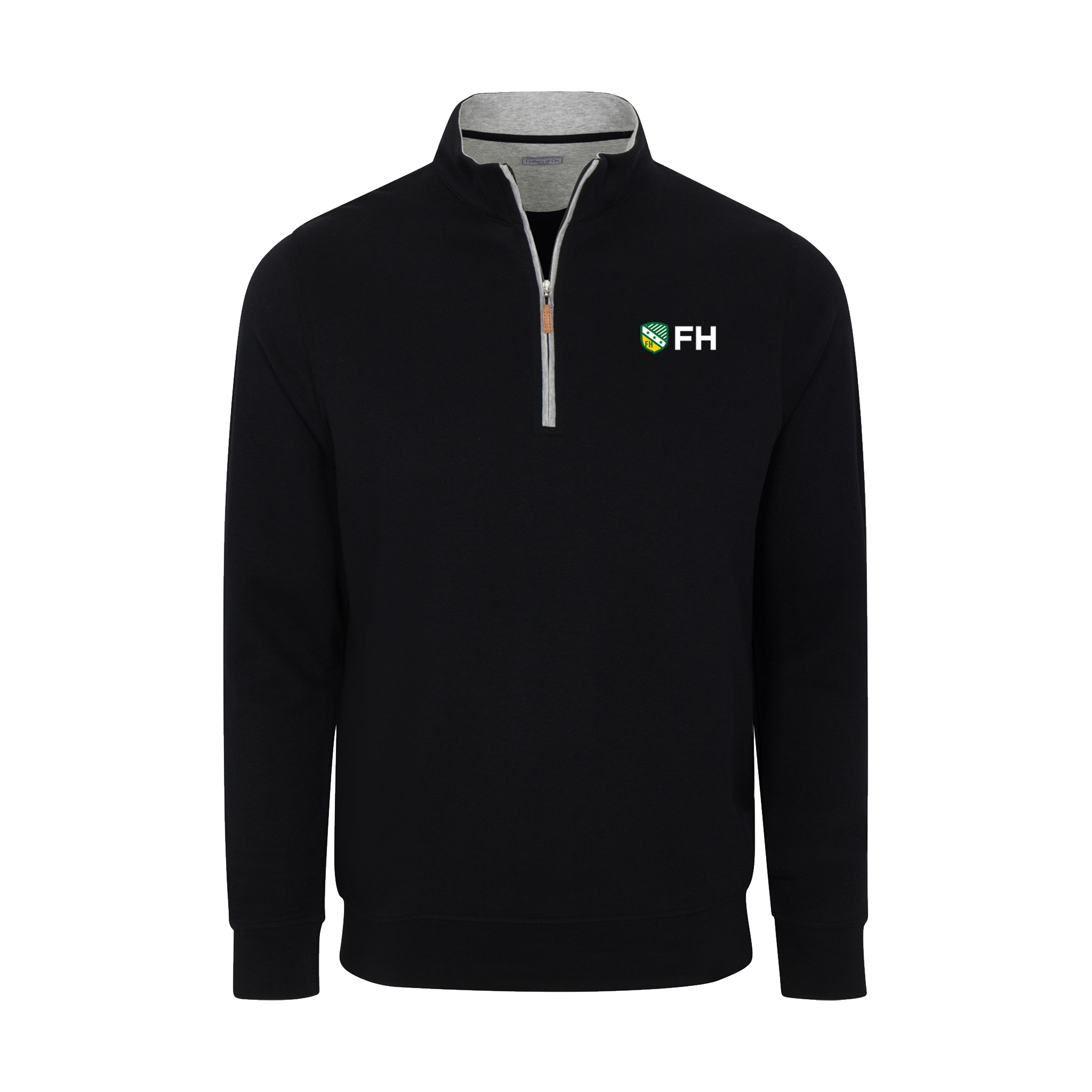 Collars & Co. FarmHouse Heather Cloud Cotton Quarter Zip Black with Light Grey Trim