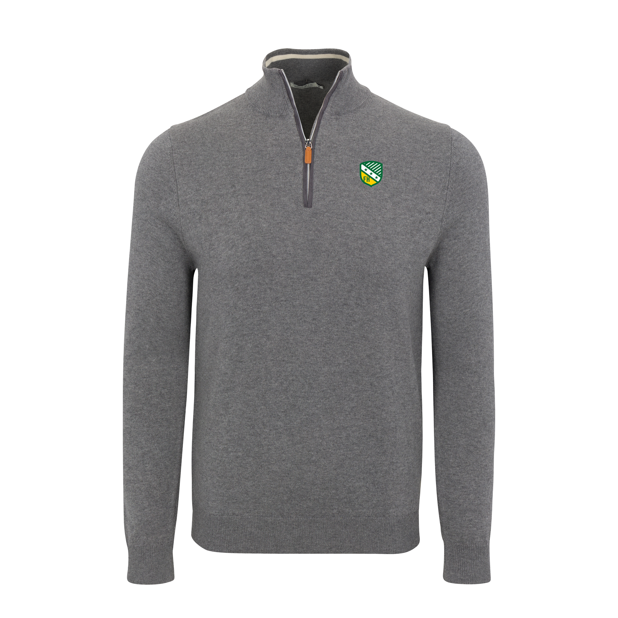 Collars & Co. FarmHouse Grey with Grey Trim Luxury Touch Cotton and Cashmere Quarter Zip Sweater