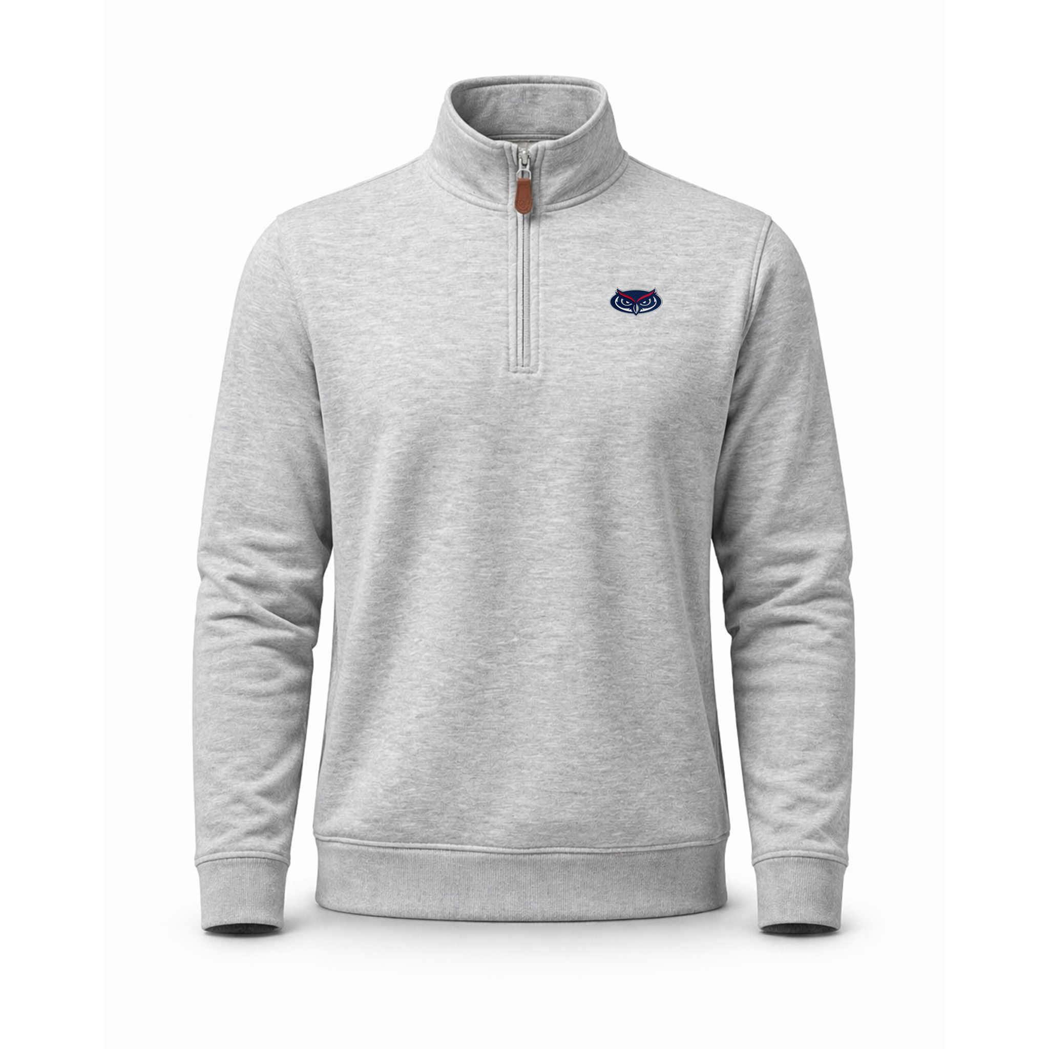 Florida Atlantic Heather Cloud Cotton Quarter Zip Pullover Light Grey