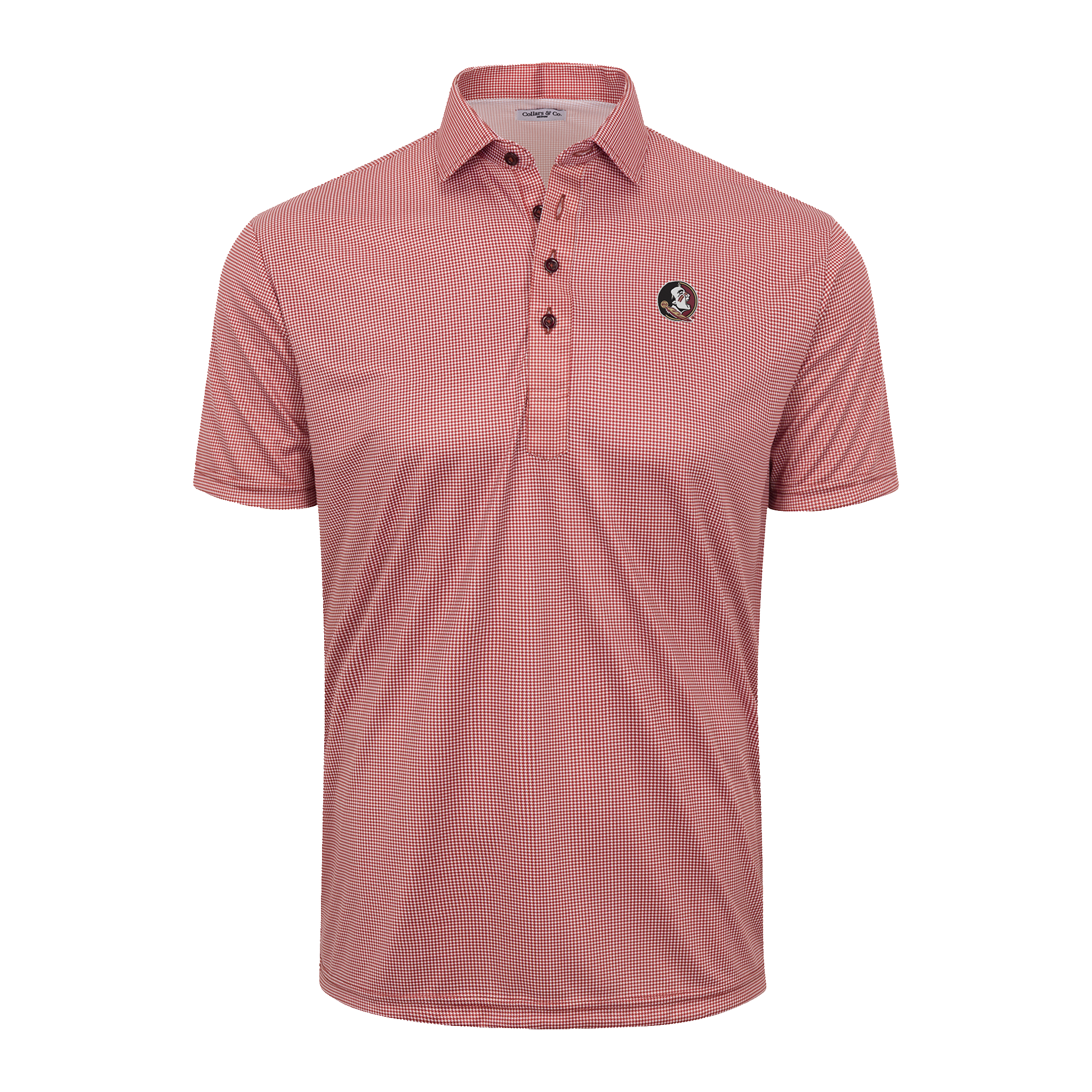 Florida State Semi-Spread Collar Polo Maroon Houndstooth