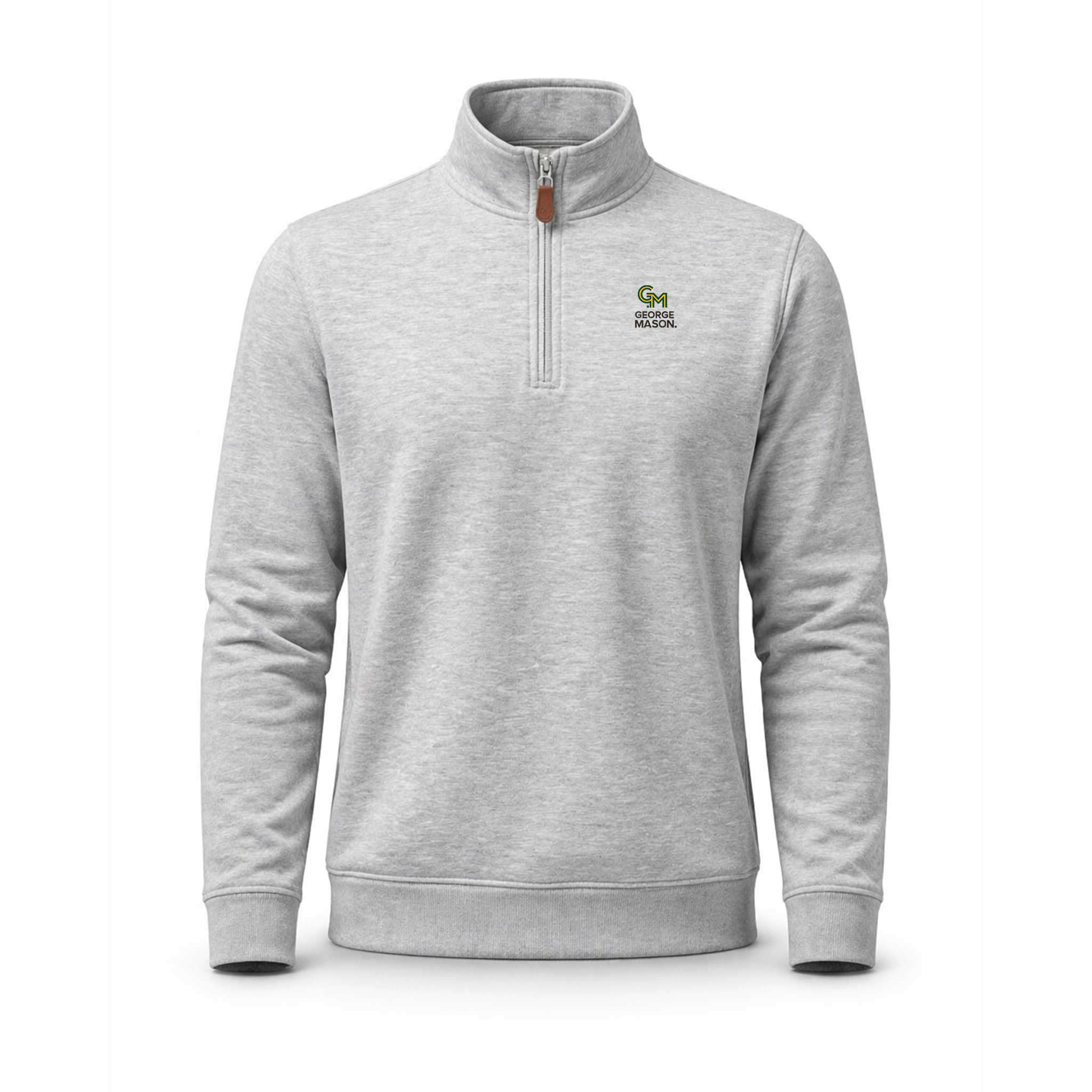 George Mason Heather Cloud Cotton Quarter Zip Pullover Light Grey