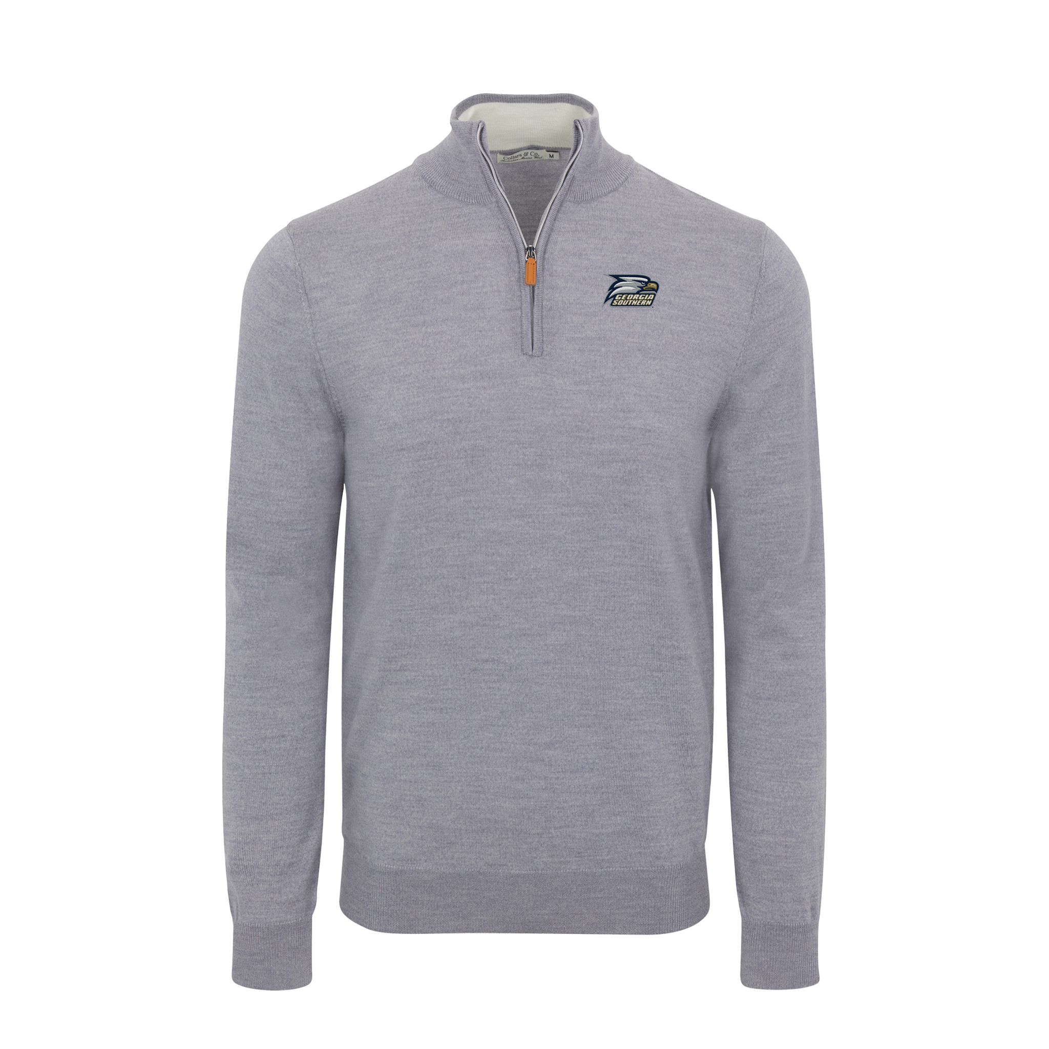 Georgia Southern Grey Melange Cashmere Touch Australian Merino Quarter Zip Sweater