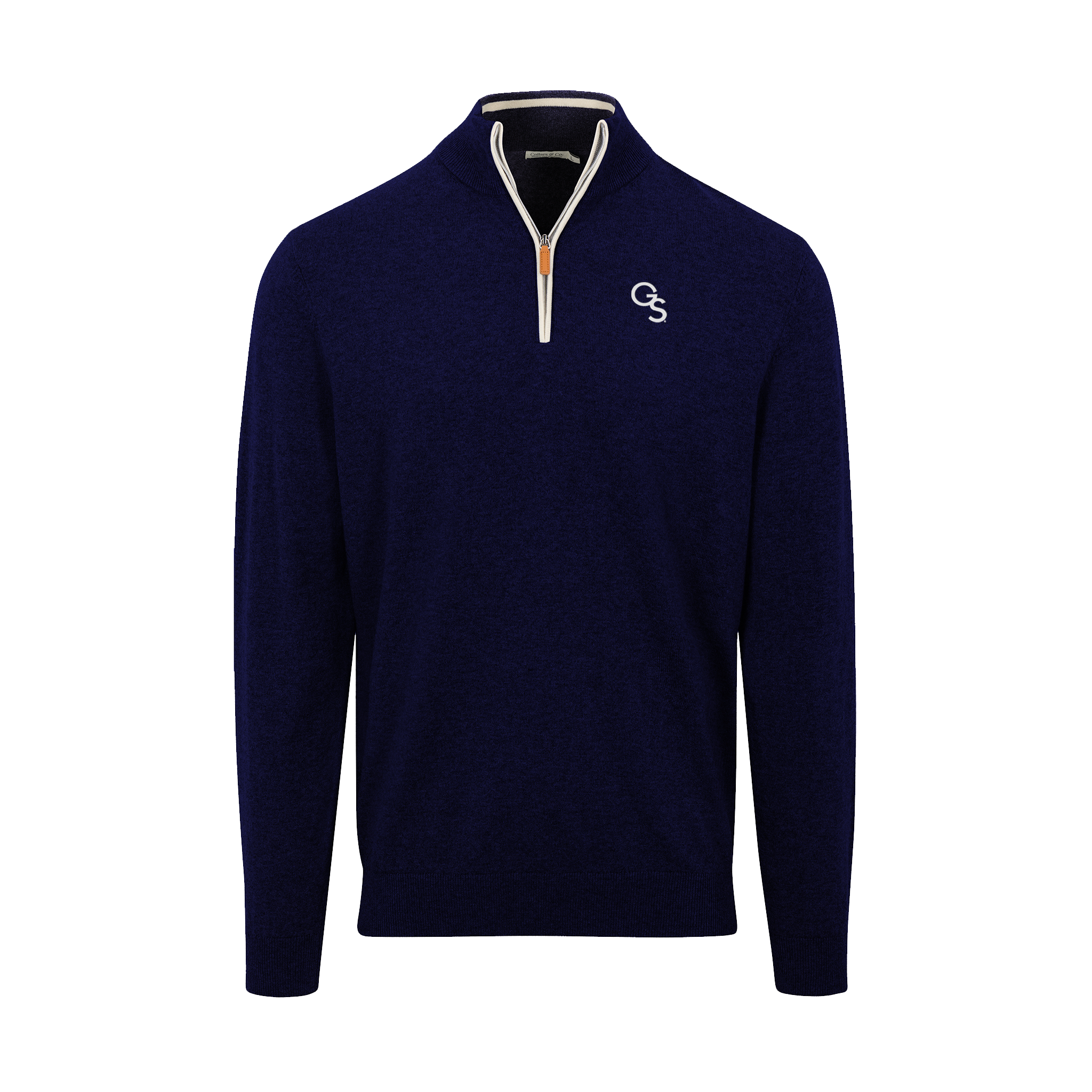 Georgia Southern Navy with White Trim Luxury Touch Cotton and Cashmere Quarter Zip Sweater