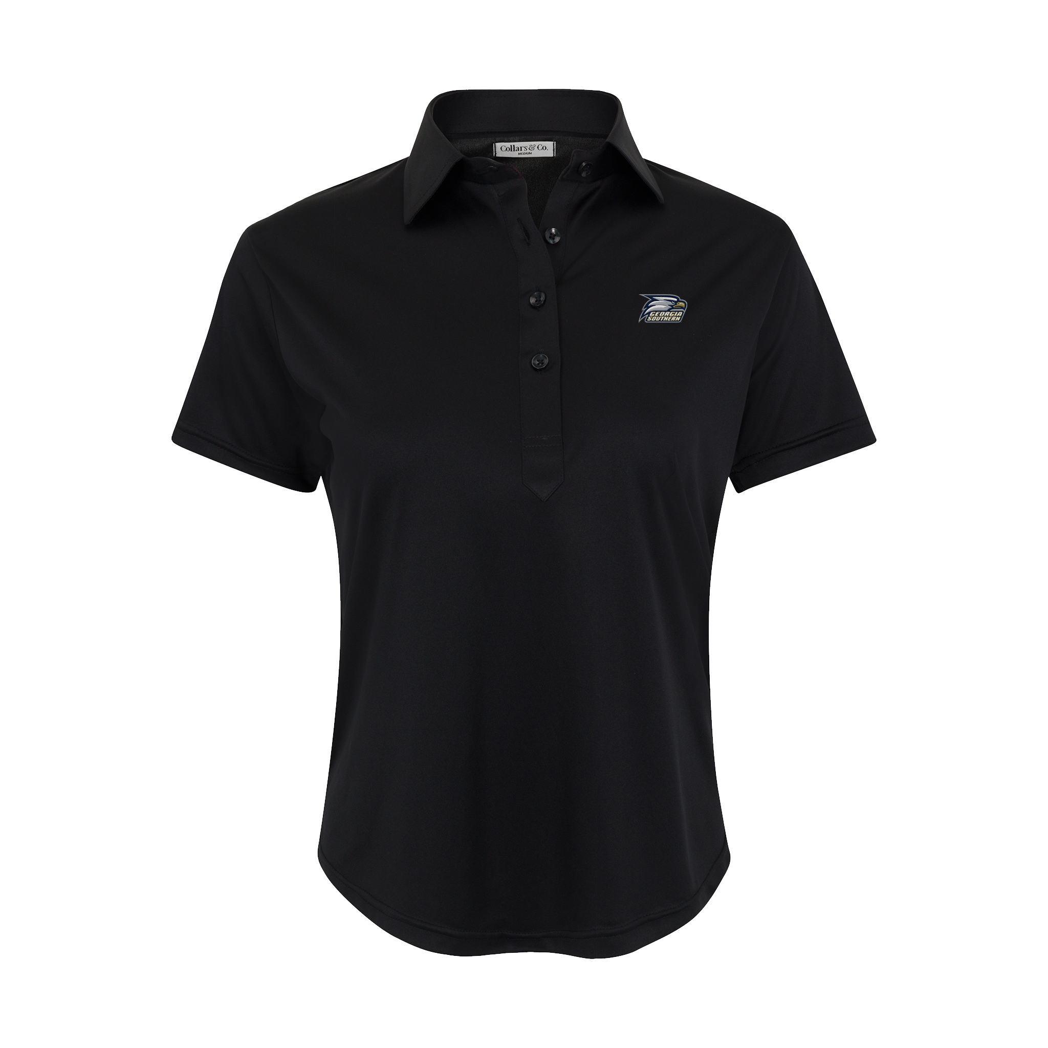Georgia Southern Women's Cap Sleeve Semi Spread Polo Black