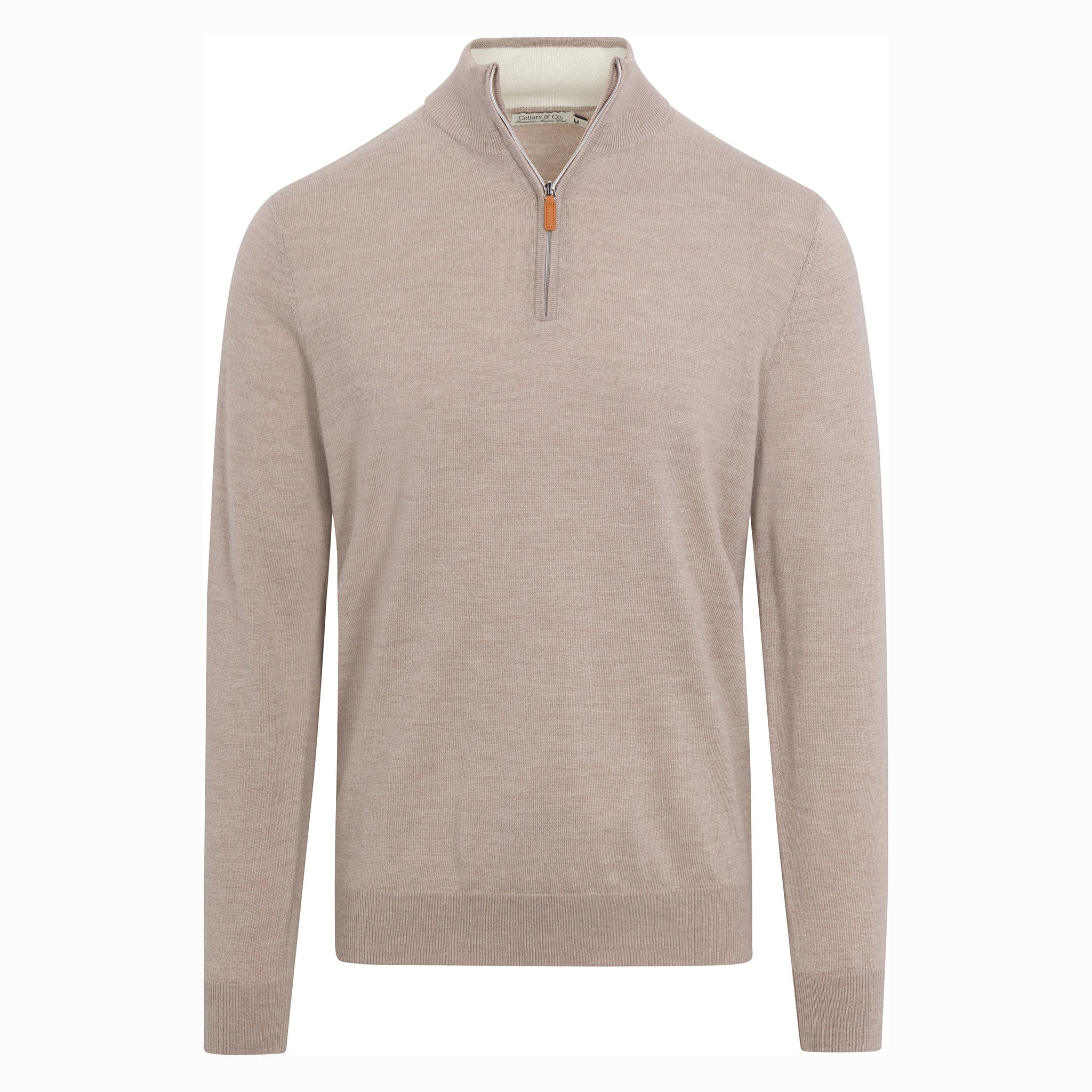 Oatmeal Cashmere Touch Australian Merino Quarter Zip Sweater