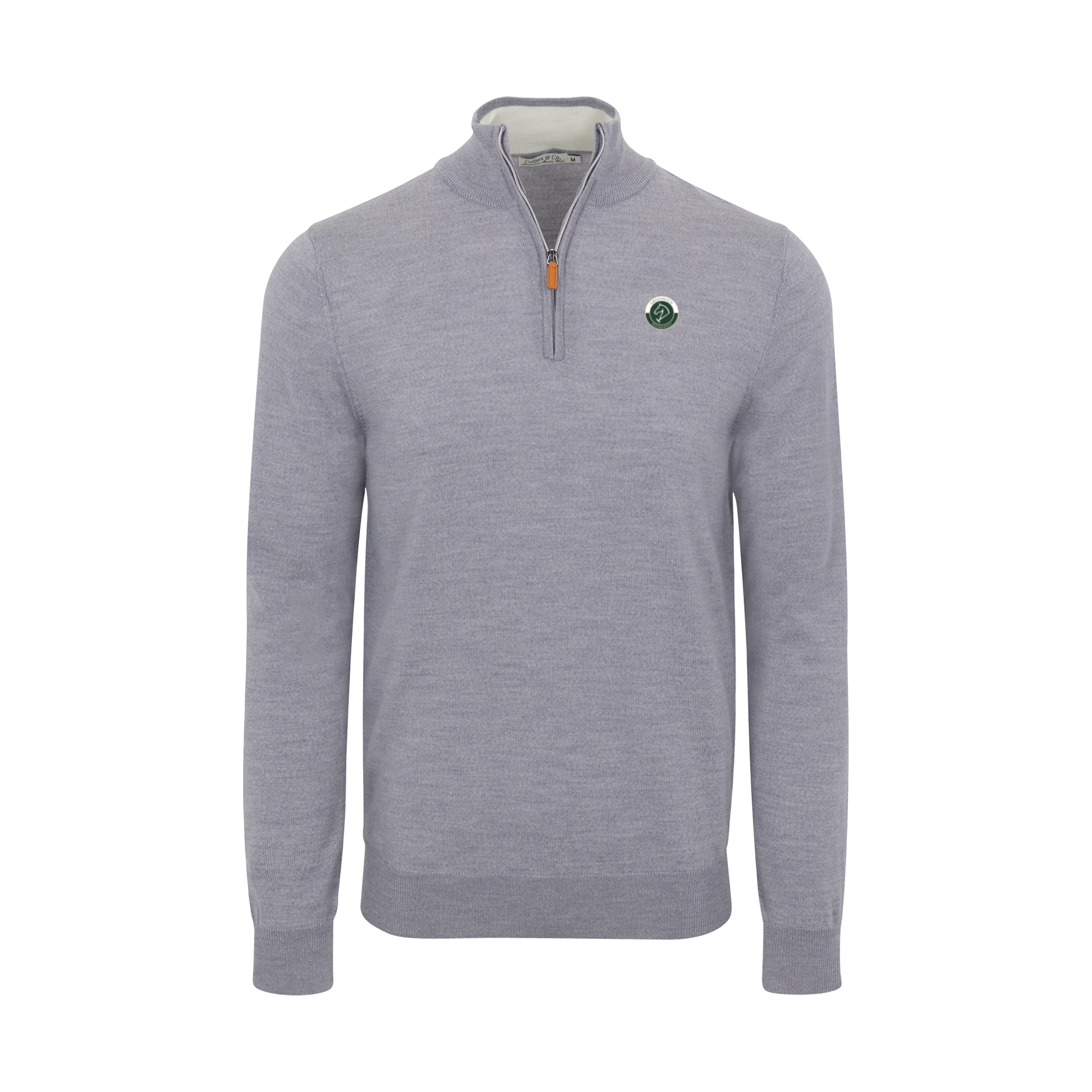 Greenwich Sound Polo Grey Melange Cashmere Touch Australian Merino Quarter Zip Sweater