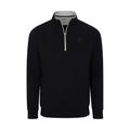 Greenwich Sound Polo Heather Cloud Cotton Quarter Zip Pullover Black with Light Grey Trim