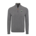 Greenwich Sound Polo Grey with Grey Trim Luxury Touch Cotton and Cashmere Quarter Zip Sweater