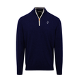 Greenwich Sound Polo Navy with White Trim Luxury Touch Cotton and Cashmere Quarter Zip Sweater