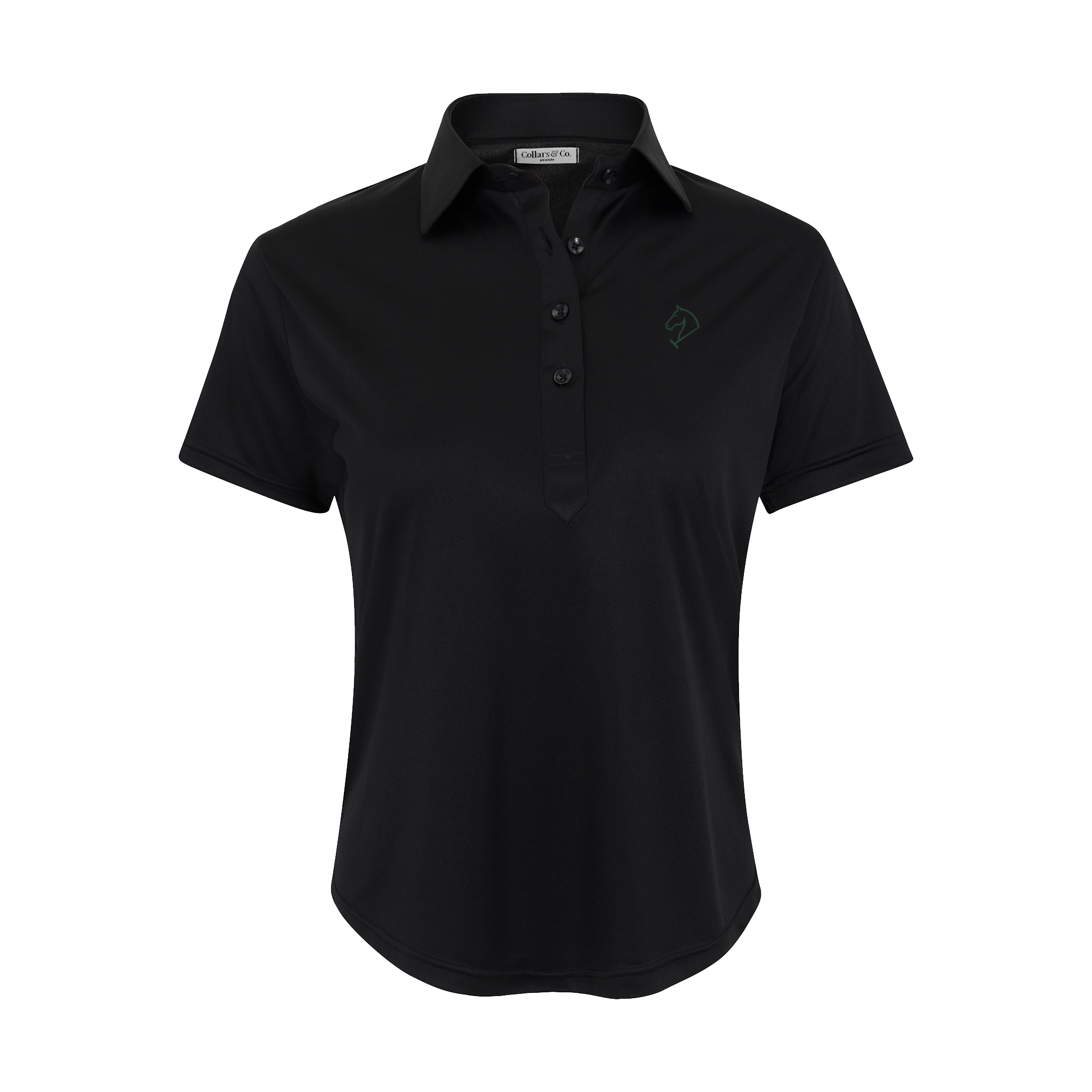 Greenwich Sound Polo Women's Cap Sleeve Semi Spread Polo Black