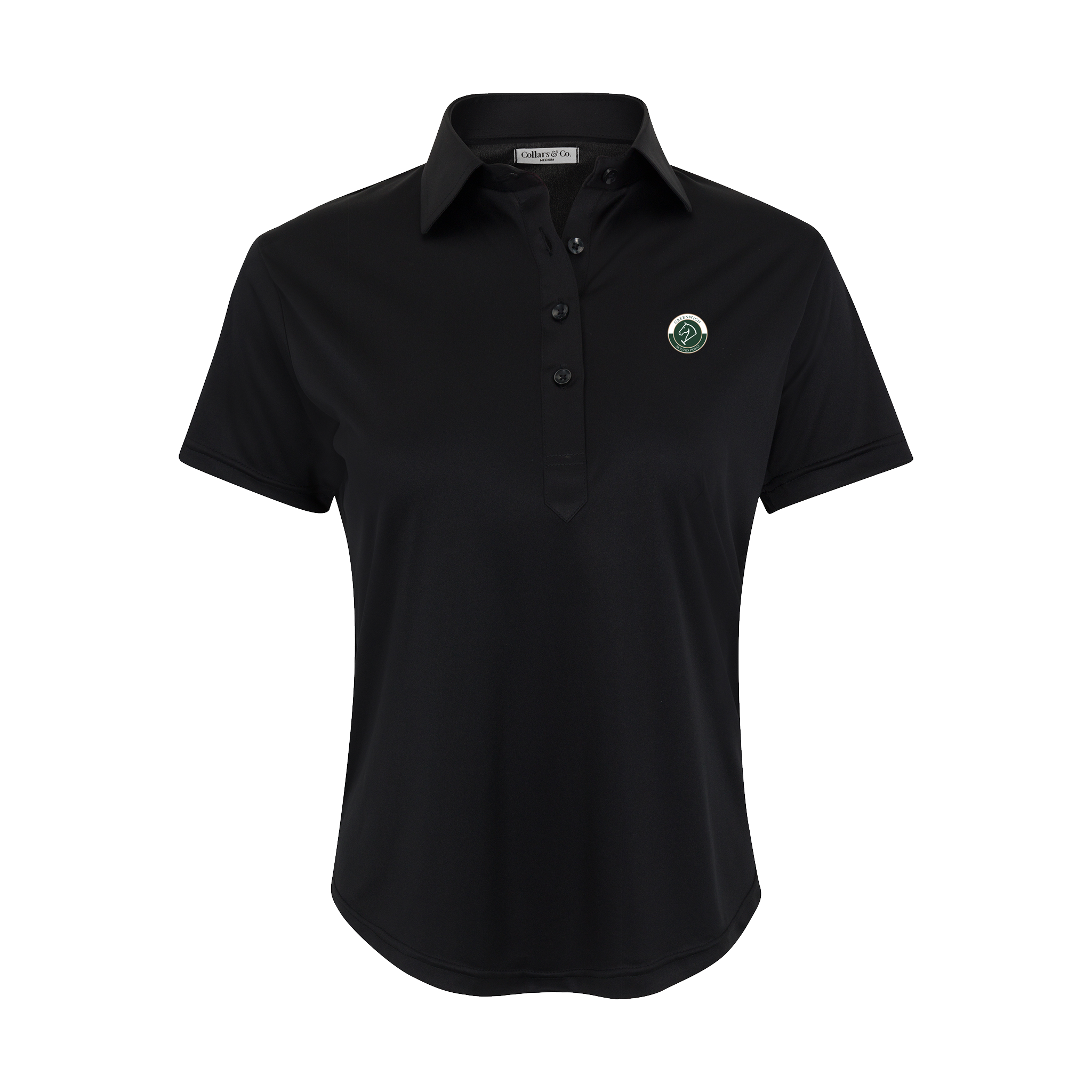 Greenwich Sound Polo Women's Cap Sleeve Semi Spread Polo Black