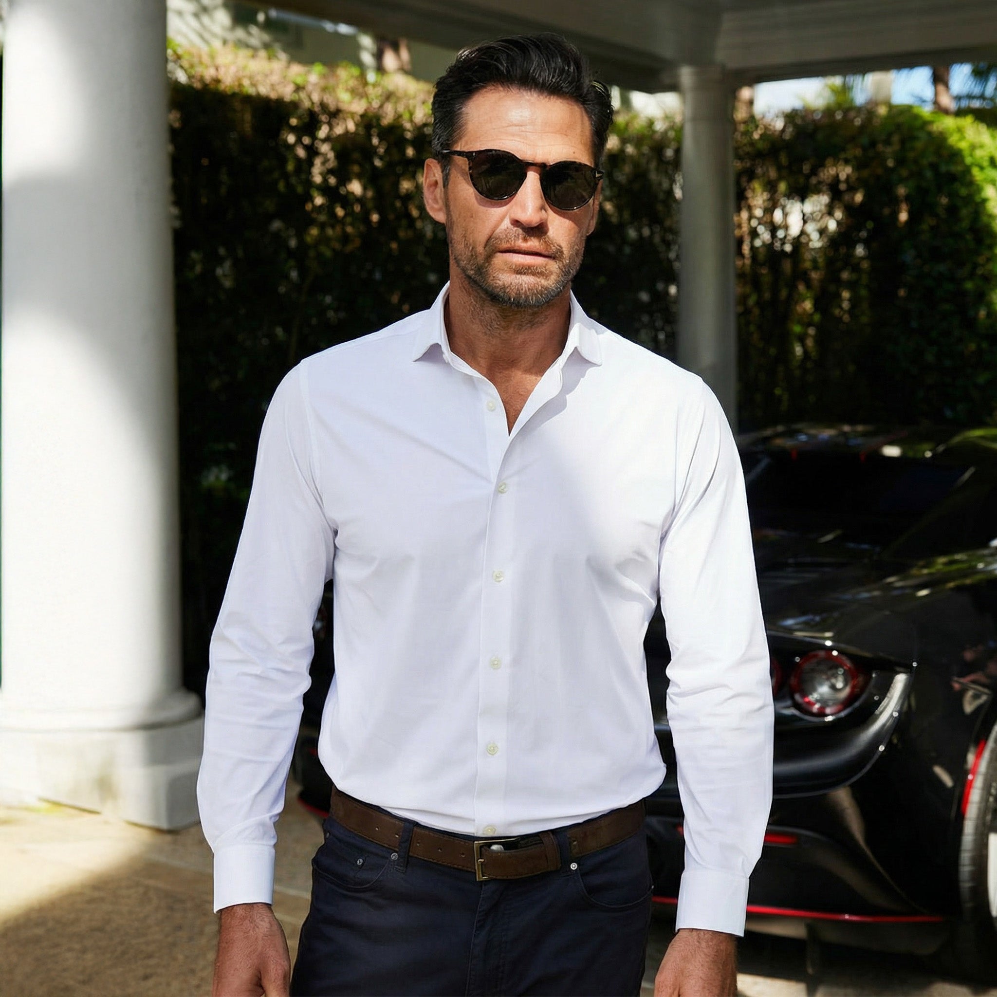 Apex Performance Dress Shirt Italian Spread Collar White
