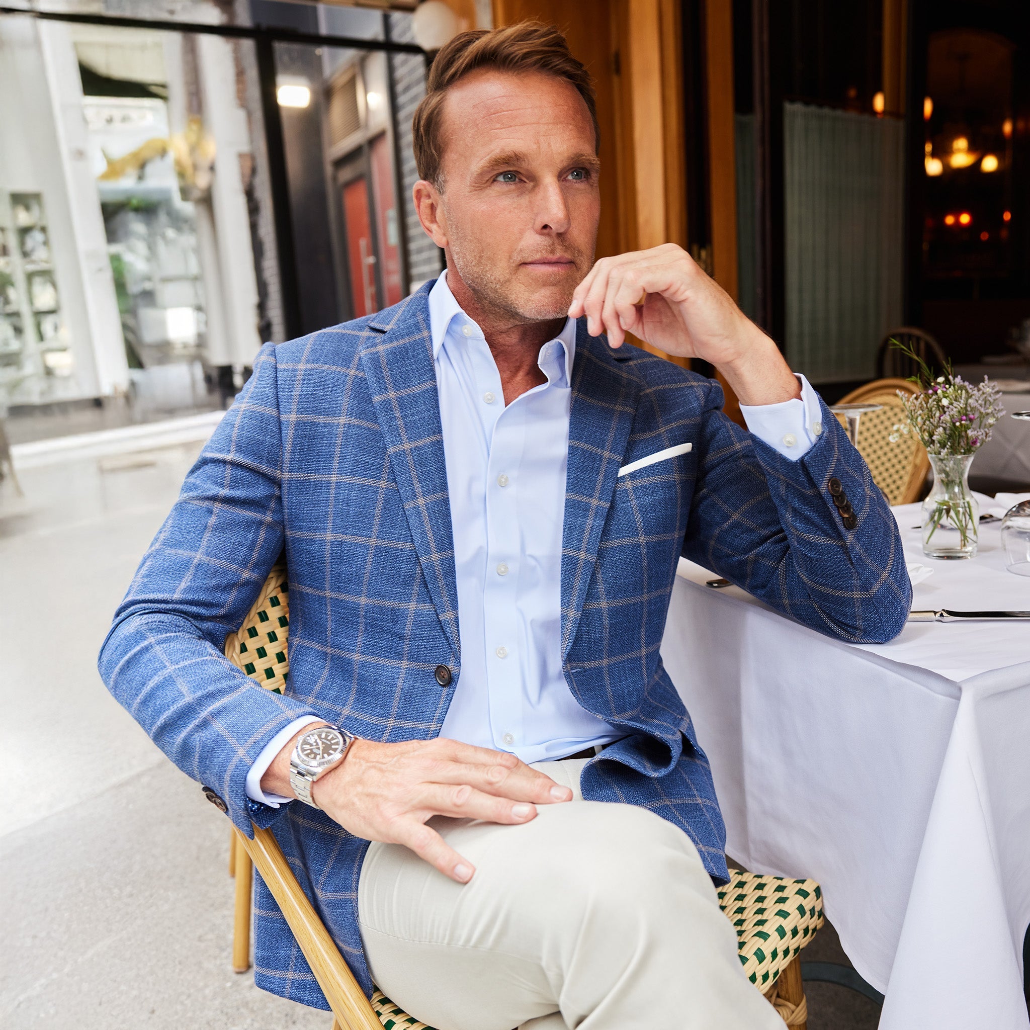 Maverick Travel Blazer Dark Blue Windowpane