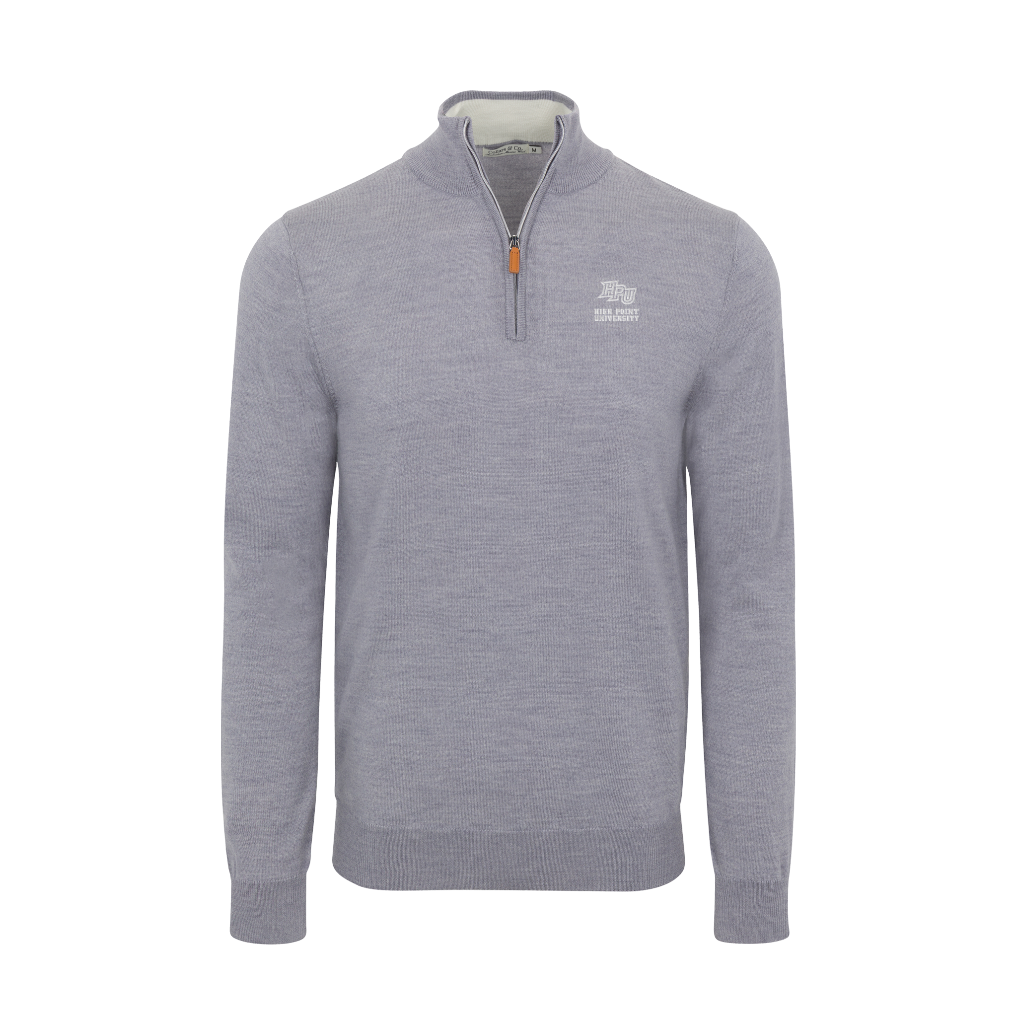 High Point Grey Melange Cashmere Touch Australian Merino Quarter Zip Sweater