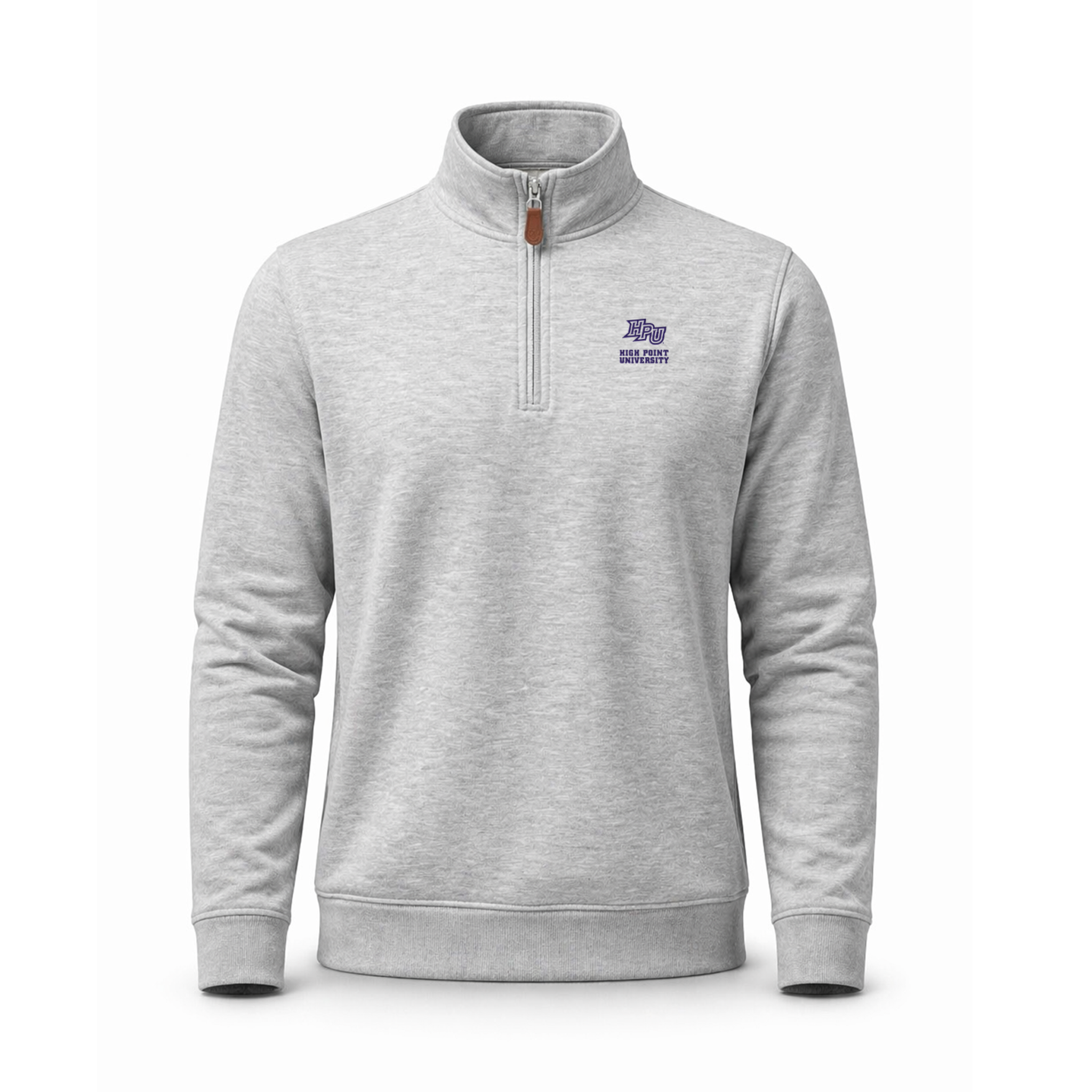 High Point Heather Cloud Cotton Quarter Zip Pullover Light Grey