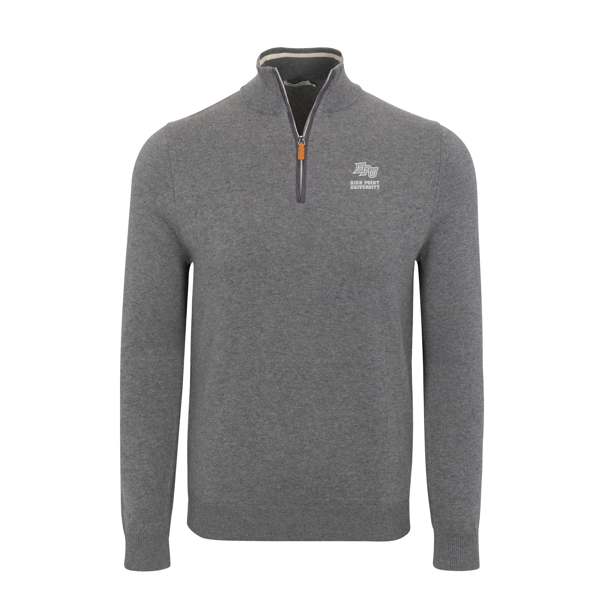 High Point Grey with Grey Trim Luxury Touch Cotton and Cashmere Quarter Zip Sweater