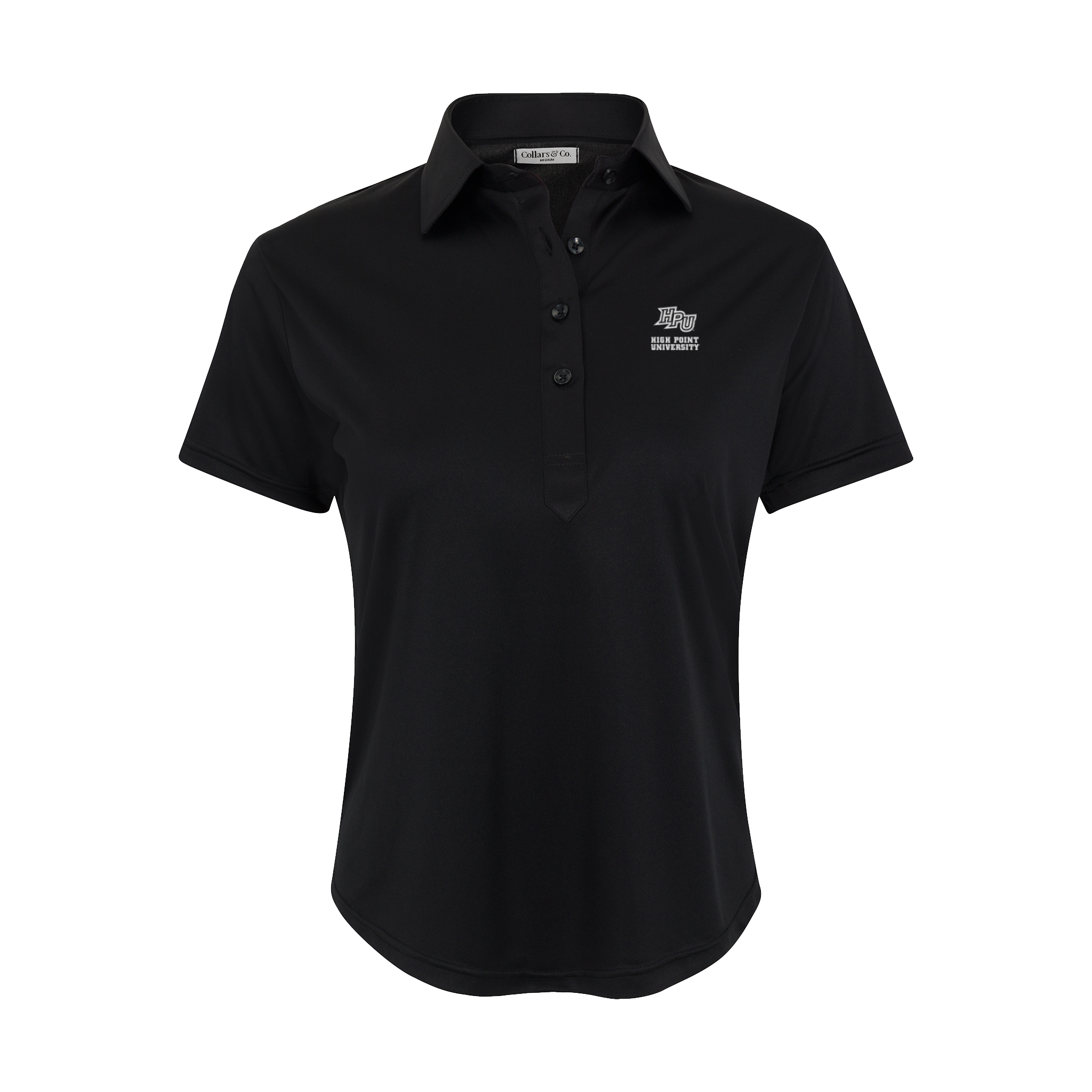 High Point Women's Cap Sleeve Semi Spread Polo Black