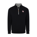 Houston Heather Cloud Cotton Quarter Zip Pullover Black with Light Grey Trim