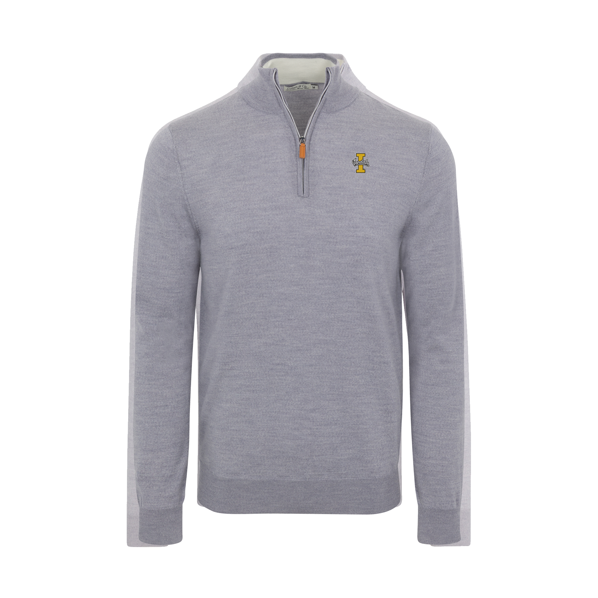 Idaho Grey Melange Cashmere Touch Australian Merino Quarter Zip Sweater