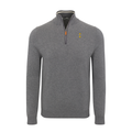 Idaho Grey with Grey Trim Luxury Touch Cotton and Cashmere Quarter Zip Sweater