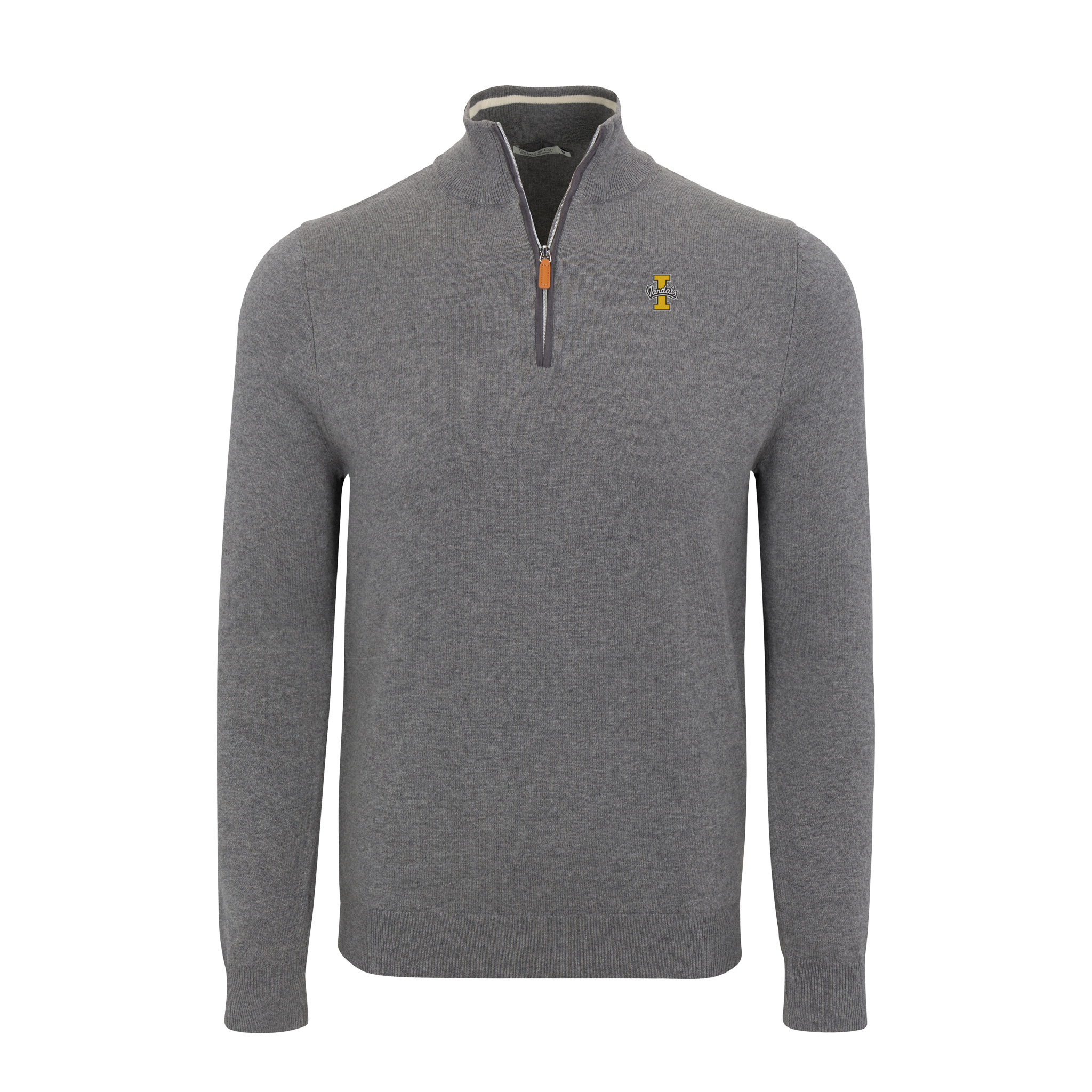 Idaho Grey with Grey Trim Luxury Touch Cotton and Cashmere Quarter Zip Sweater