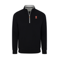 Illinois Heather Cloud Cotton Quarter Zip Pullover Black with Light Grey Trim