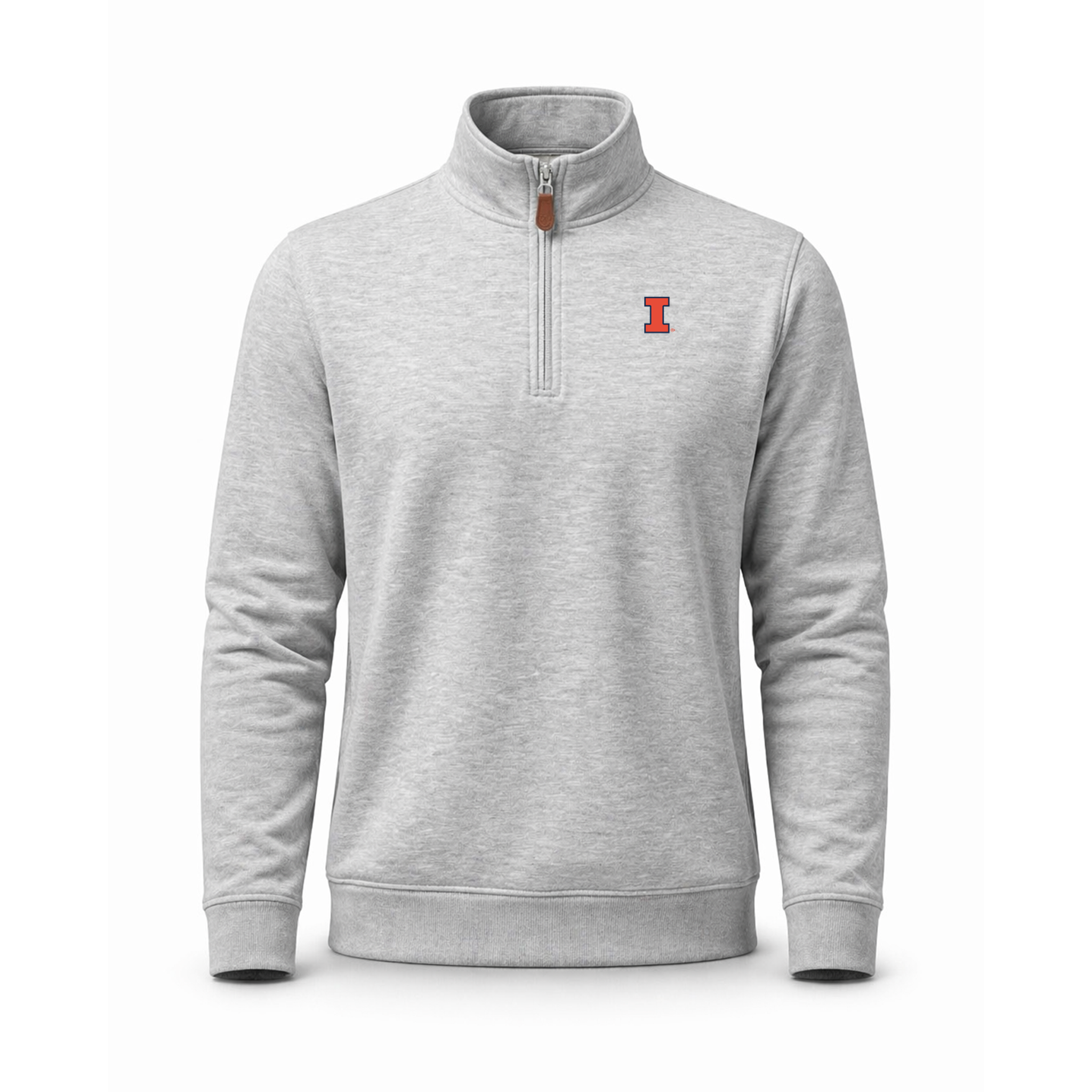 Illinois Heather Cloud Cotton Quarter Zip Pullover Light Grey