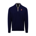 Illinois Navy with White Trim Luxury Touch Cotton and Cashmere Quarter Zip Sweater