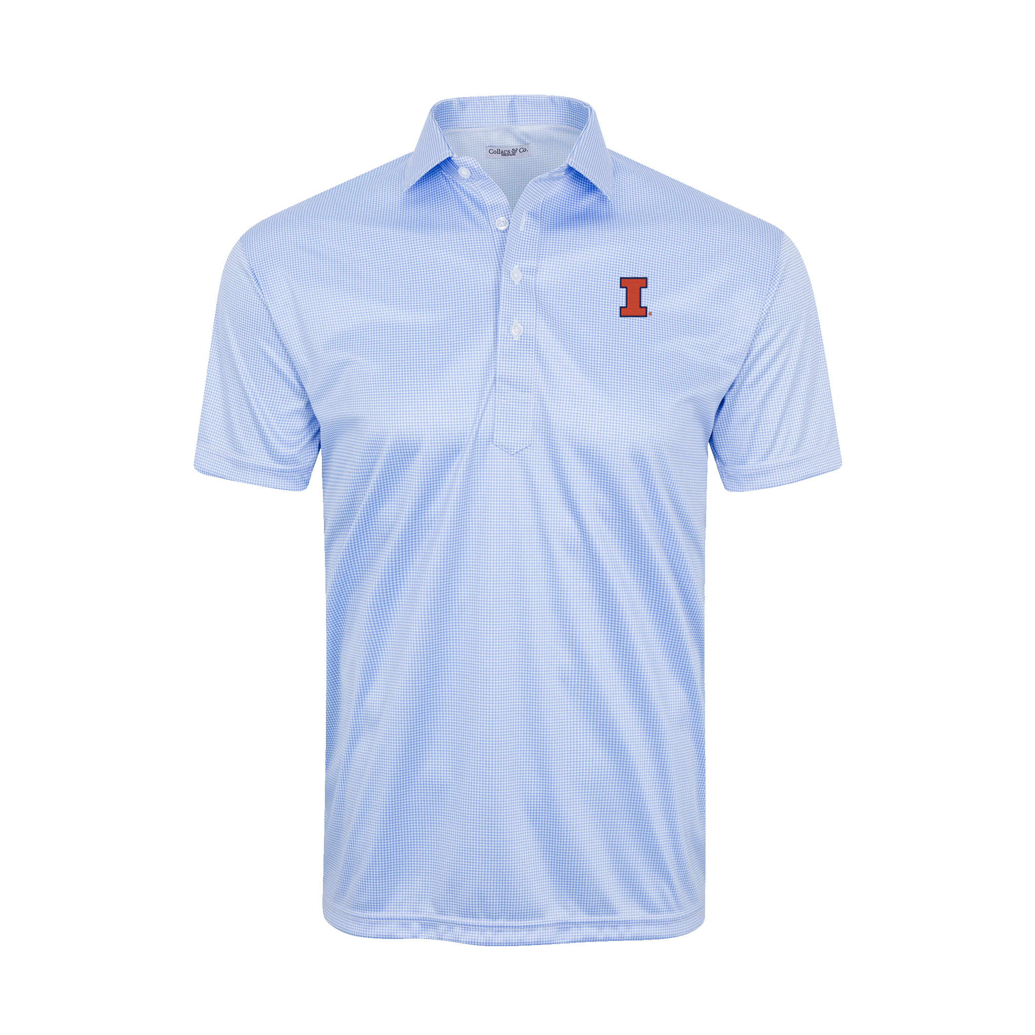 Illinois Semi-Spread Collar Polo Blue Houndstooth