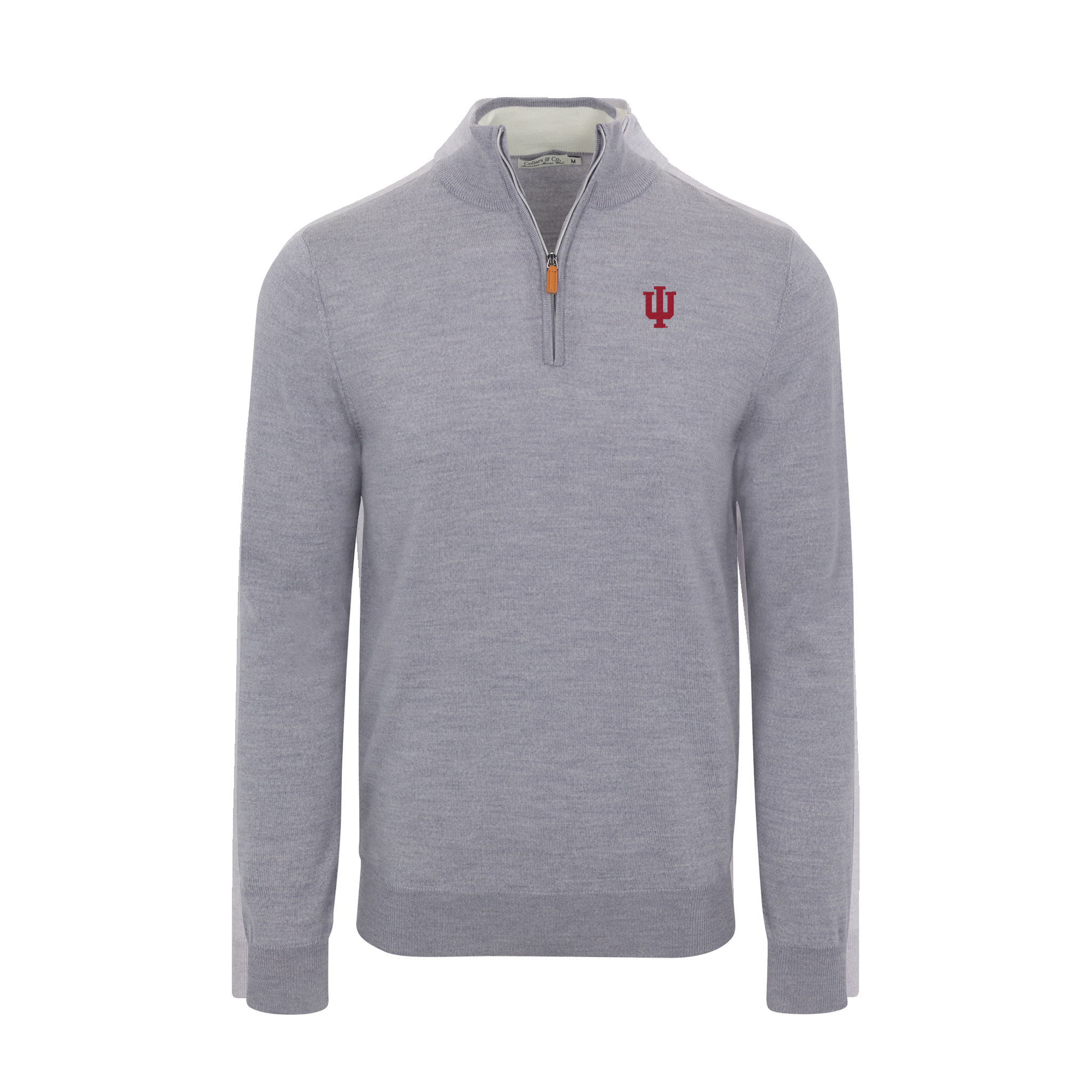 Indiana Grey Melange Cashmere Touch Australian Merino Quarter Zip Sweater