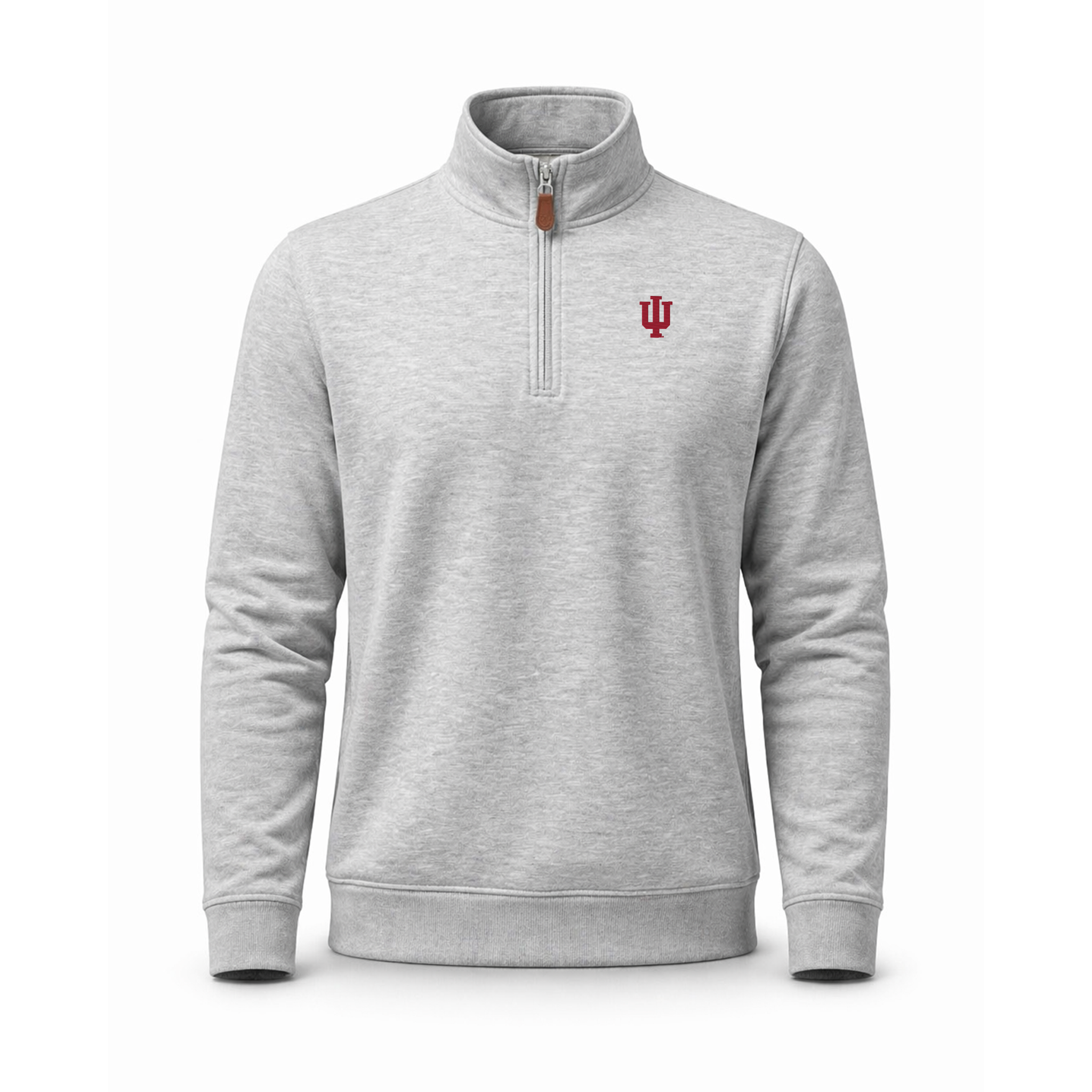 Indiana Heather Cloud Cotton Quarter Zip Pullover Light Grey