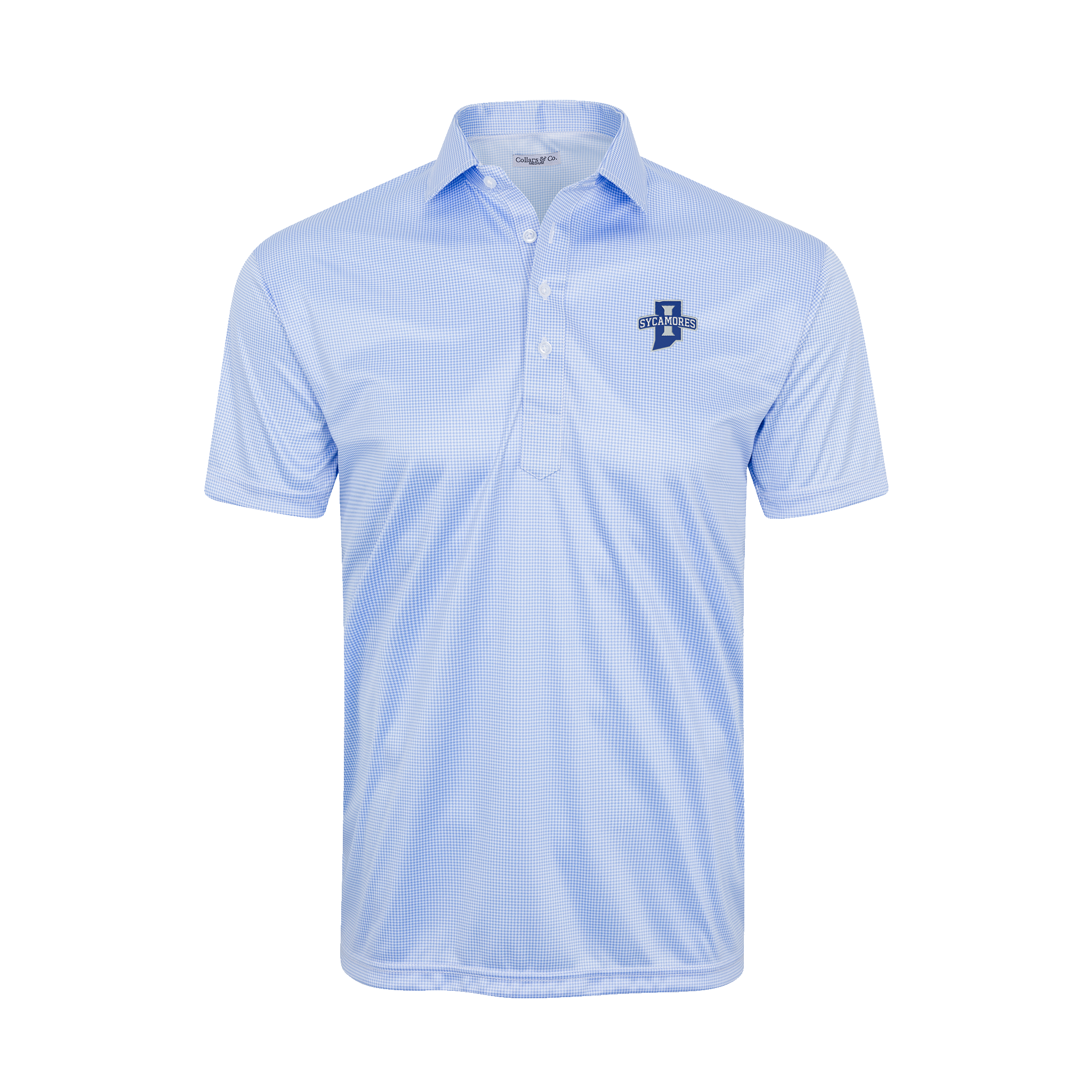 Indiana State Semi-Spread Collar Polo Blue Houndstooth