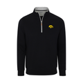 Iowa Heather Cloud Cotton Quarter Zip Pullover Black with Light Grey Trim
