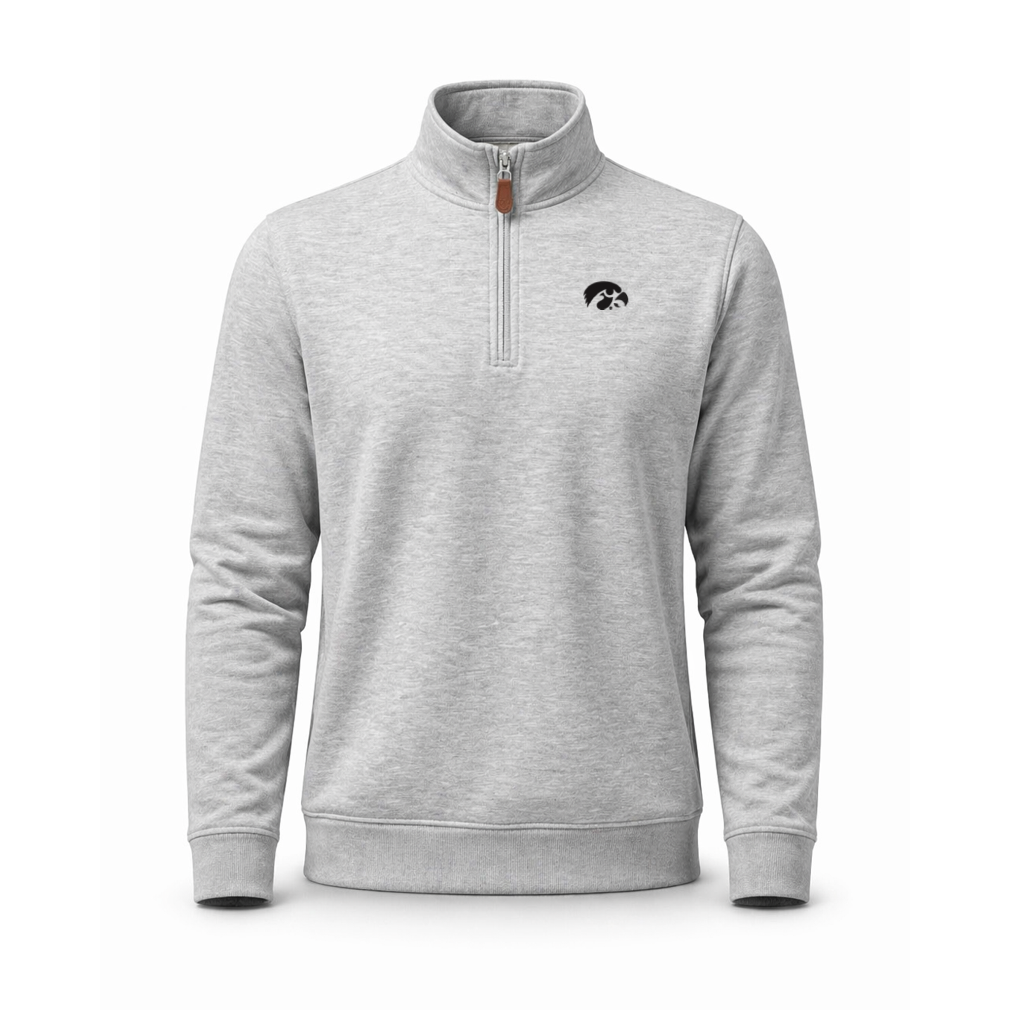 Iowa Heather Cloud Cotton Quarter Zip Pullover Light Grey