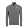 Iowa Grey with Grey Trim Luxury Touch Cotton and Cashmere Quarter Zip Sweater