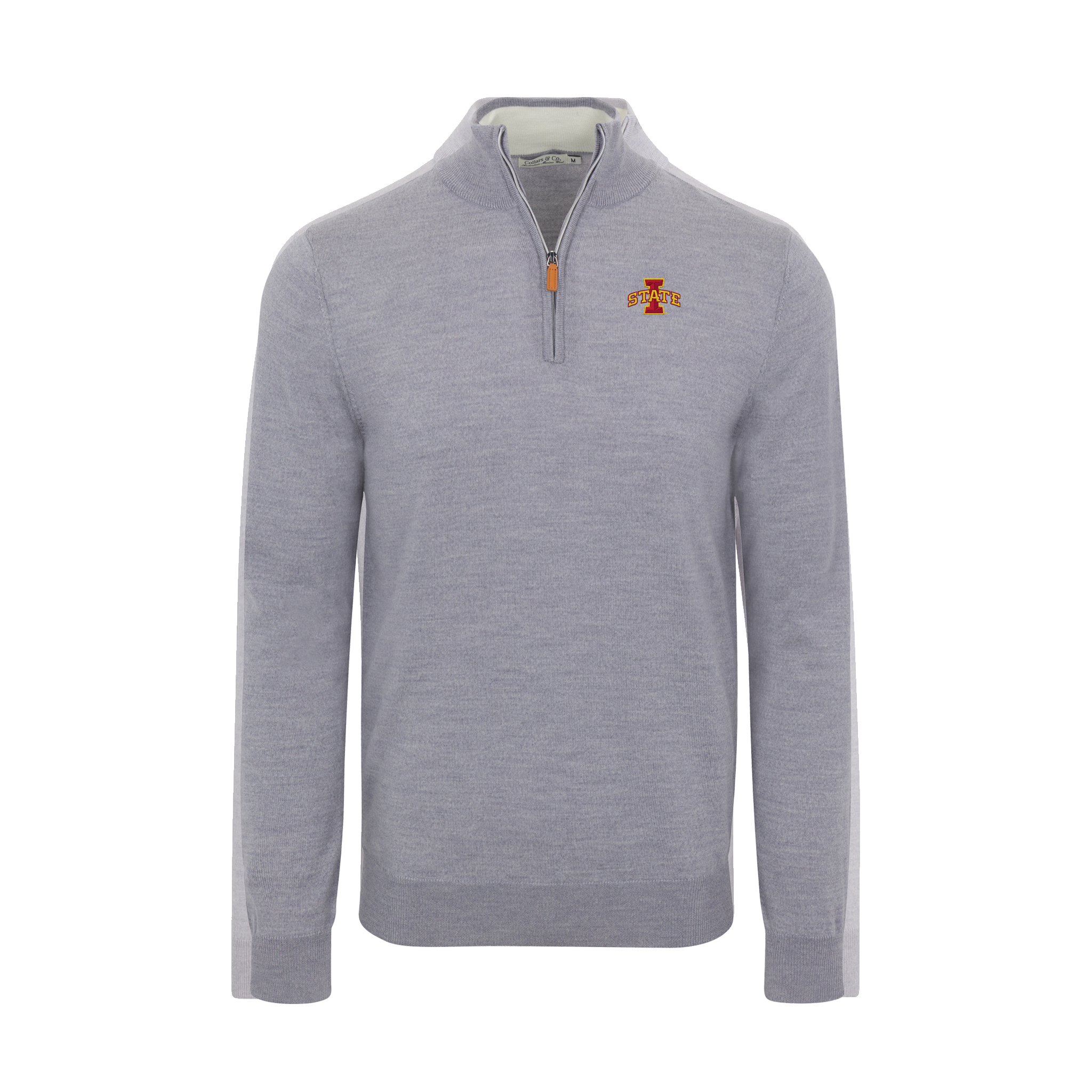 Iowa State Grey Melange Cashmere Touch Australian Merino Quarter Zip Sweater