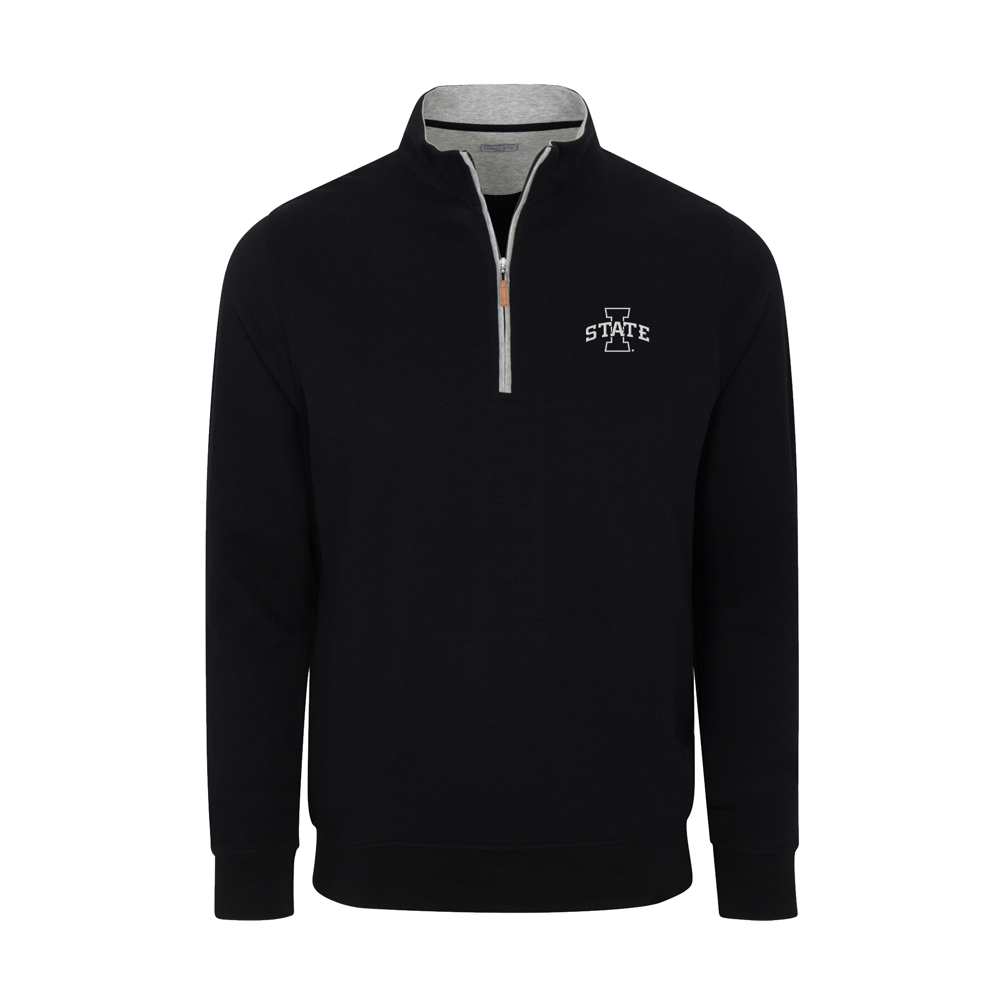 Iowa State Heather Cloud Cotton Quarter Zip Pullover Black with Light Grey Trim