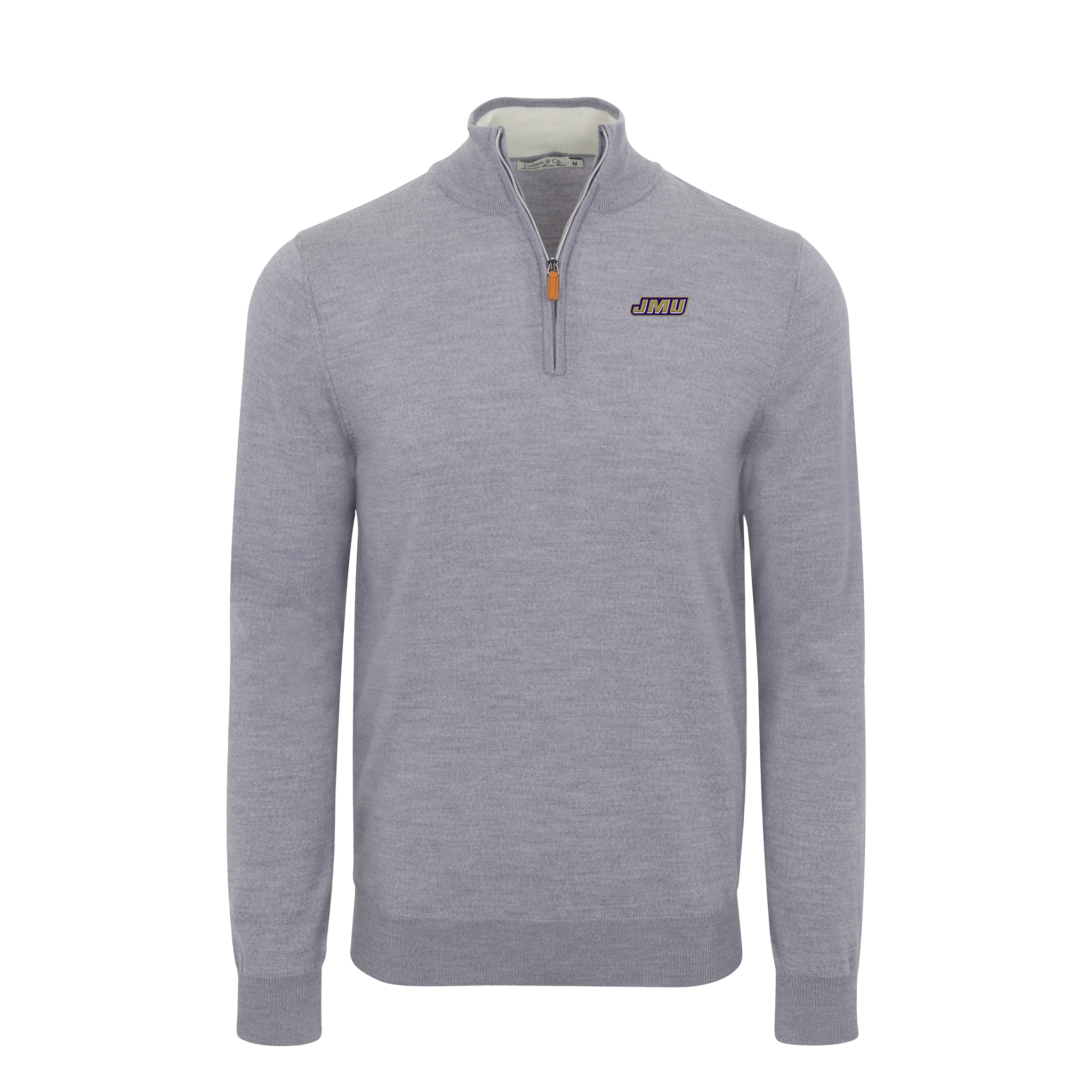 James Madison Grey Melange Cashmere Touch Australian Merino Quarter Zip Sweater