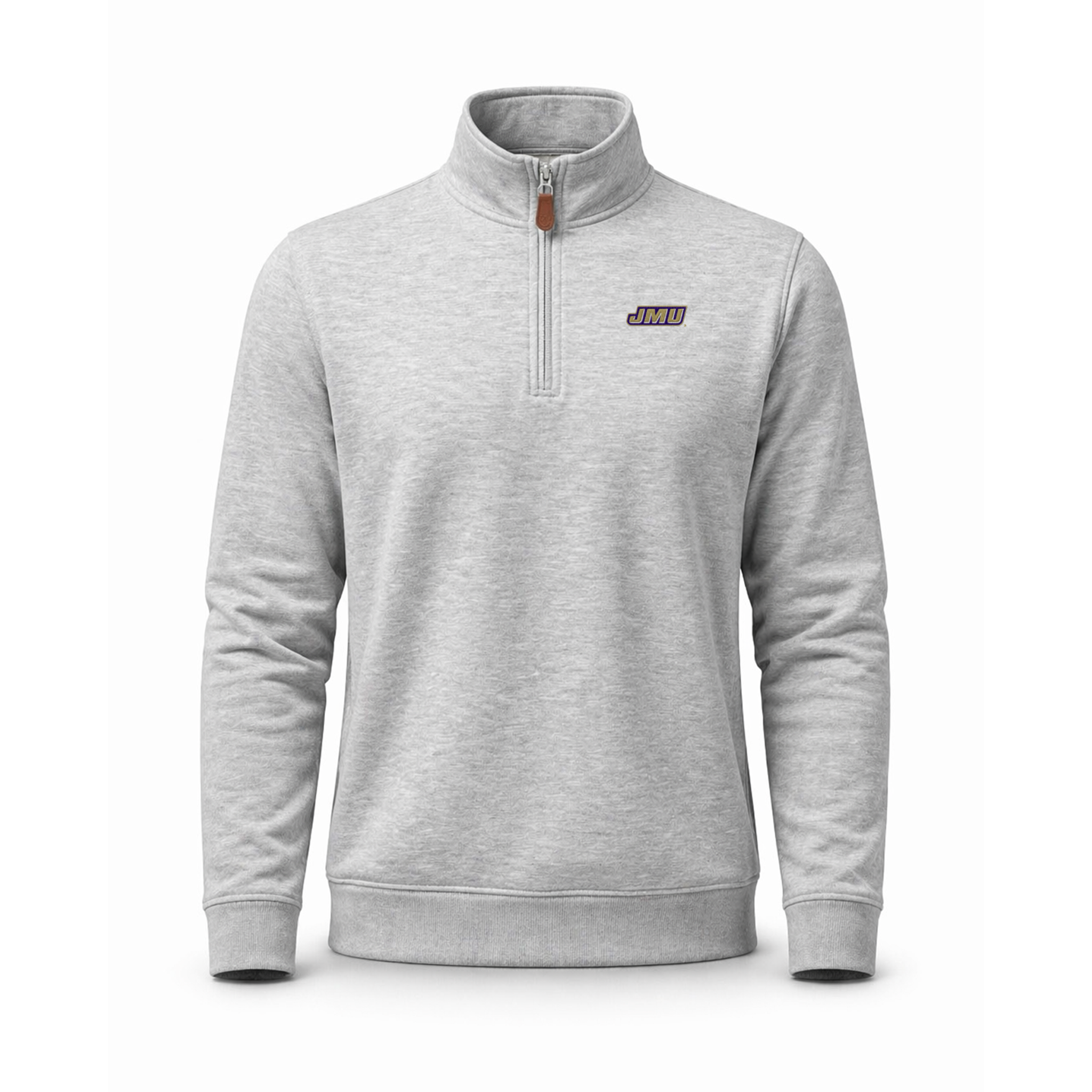 James Madison Heather Cloud Cotton Quarter Zip Pullover Light Grey