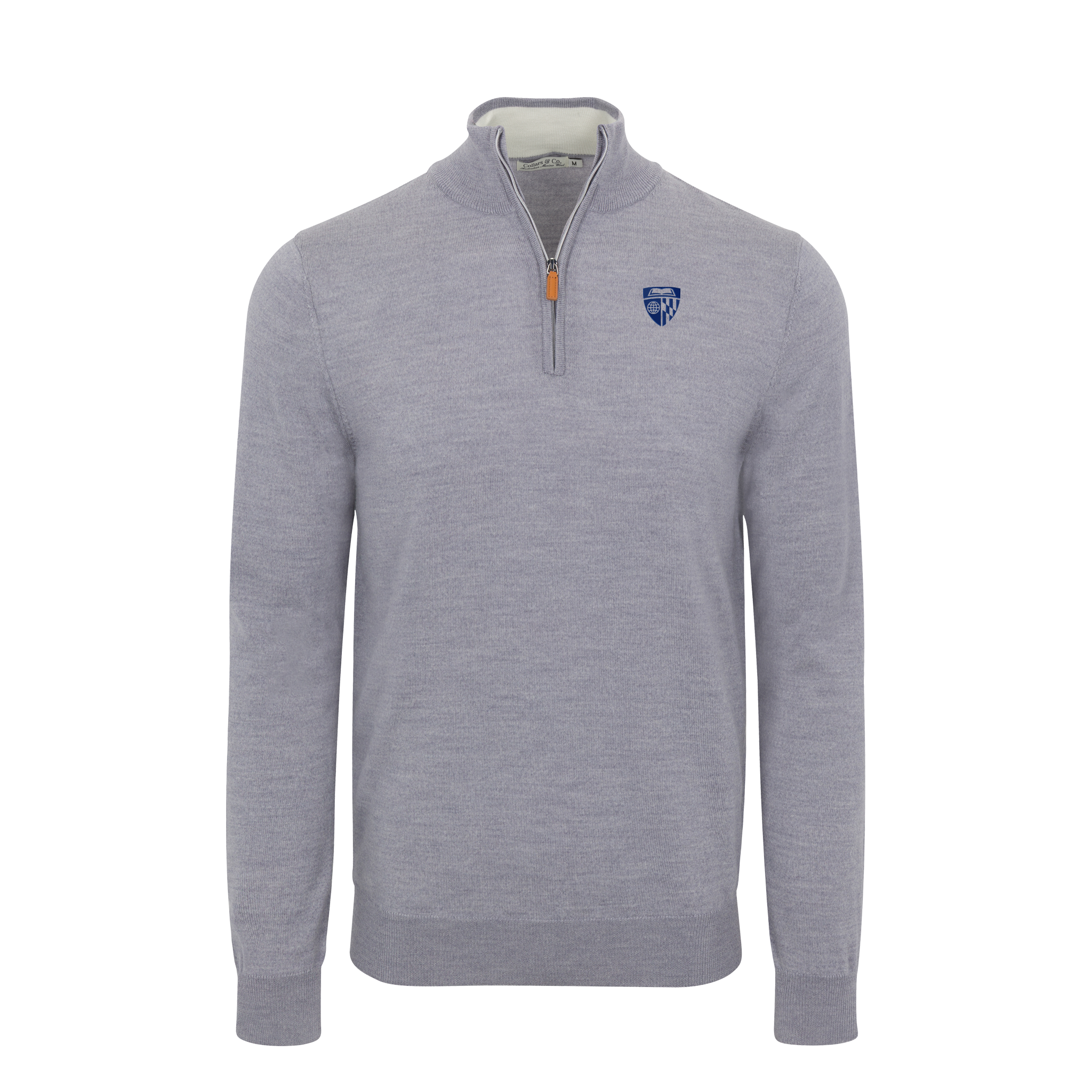 Johns Hopkins Grey Melange Cashmere Touch Australian Merino Quarter Zip Sweater