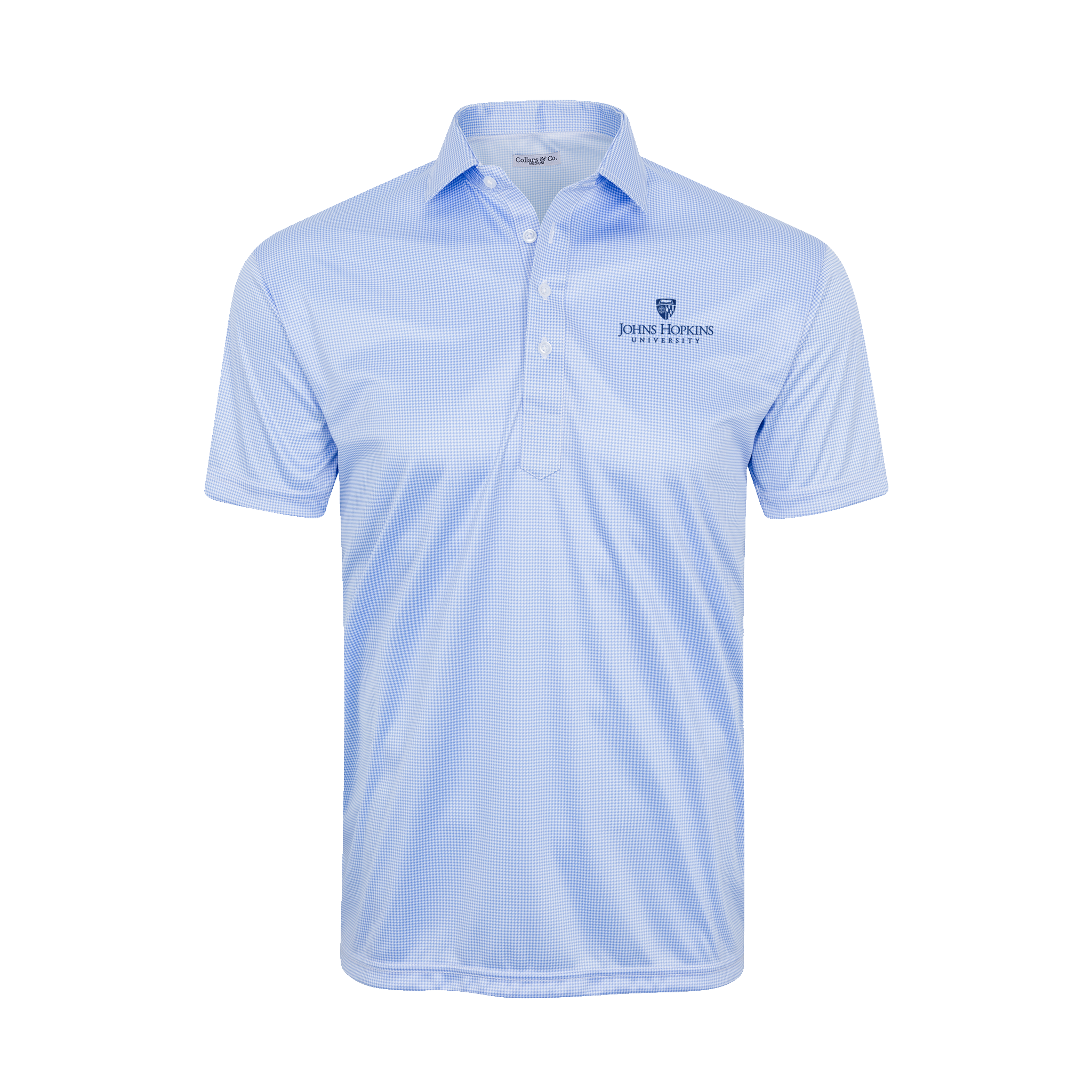 Johns Hopkins Semi-Spread Collar Polo Blue Houndstooth