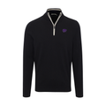 K-State Black with White Trim Luxury Touch Cotton and Cashmere Quarter Zip Sweater